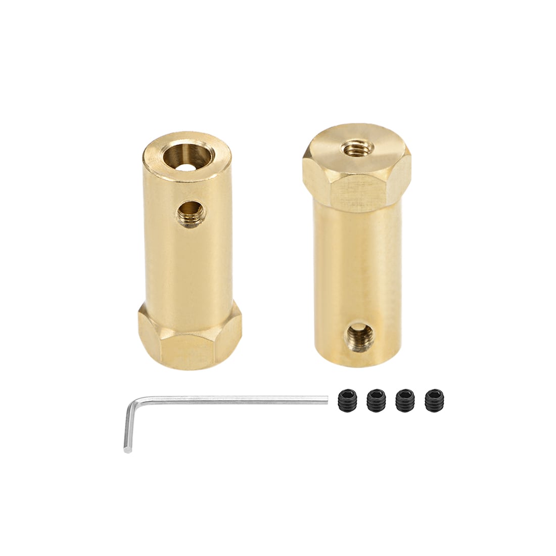 Unique Bargains Hex Coupler 6mm Bore Motor Hex Brass Shaft Coupling Flexible Connector for Car Wheels Tires Shaft Motor 2pcs