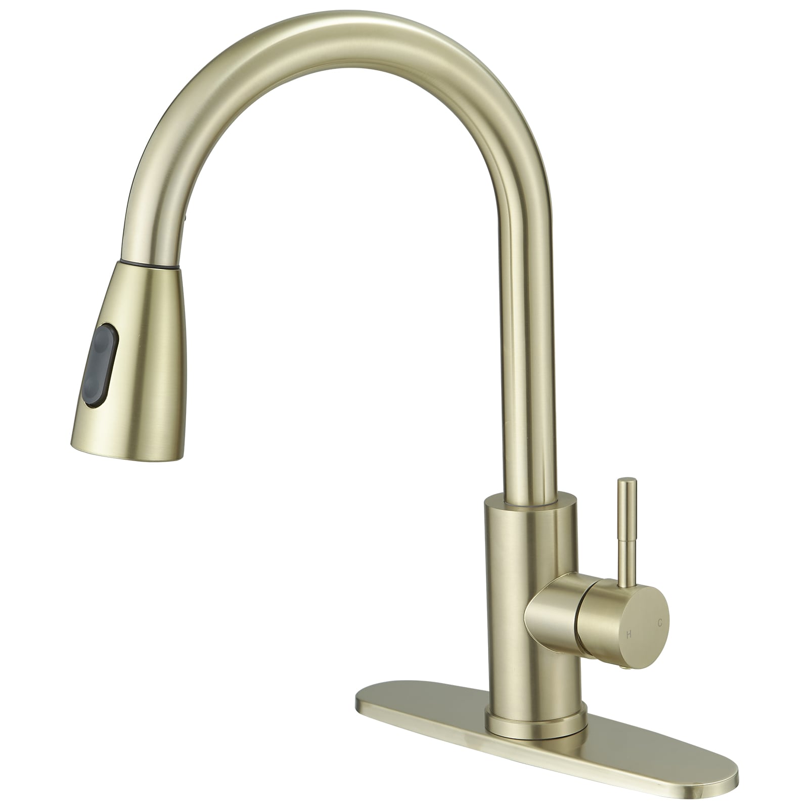 BWE A-94034-BG Brushed Gold Single Handle Deck-mount Kitchen Faucet with Sprayer ( Deck Plate Included )
