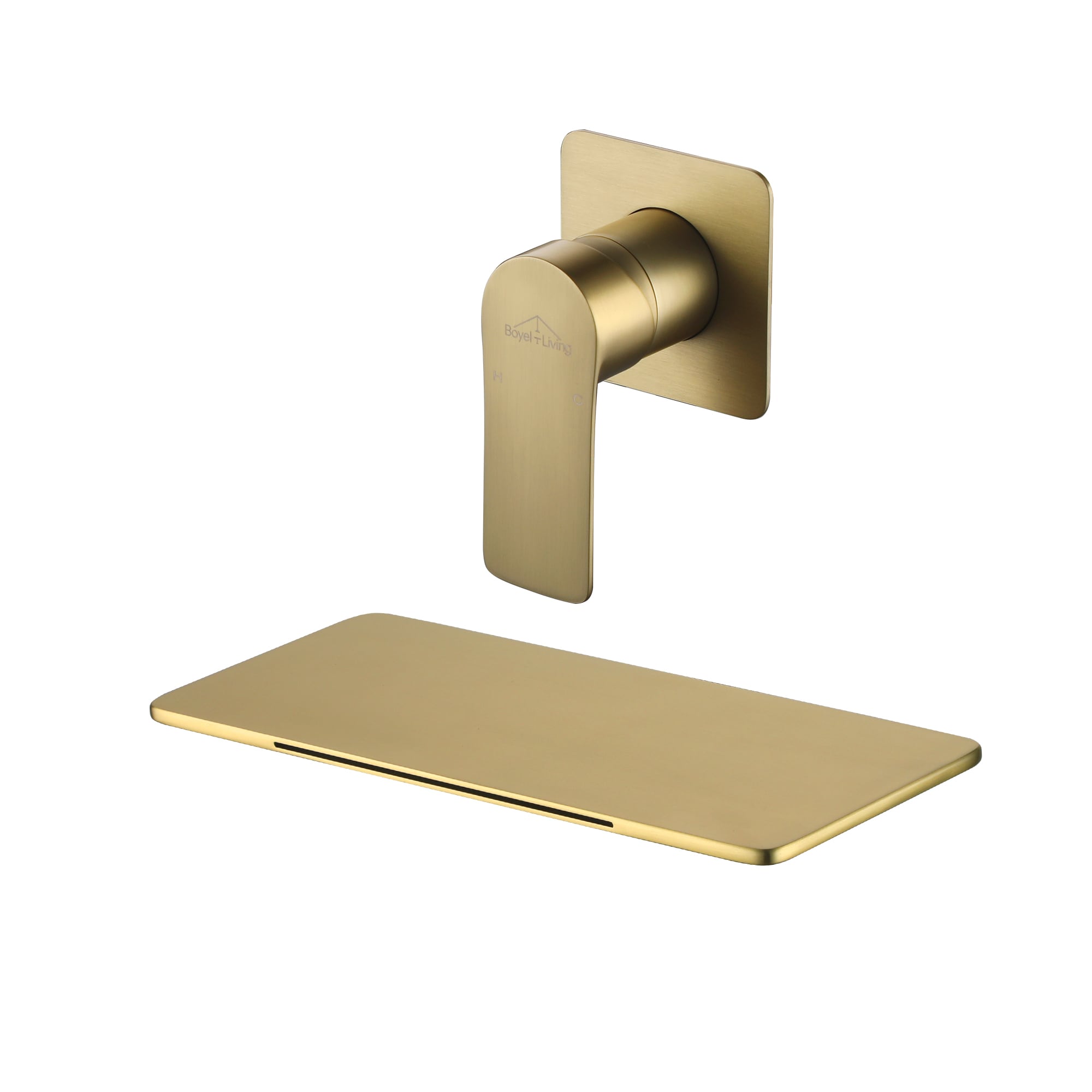 Clihome DG-KF09LSJ Gold Wall-mount 1-handle Waterfall Commercial/Residential Handle Bathroom Sink Faucet