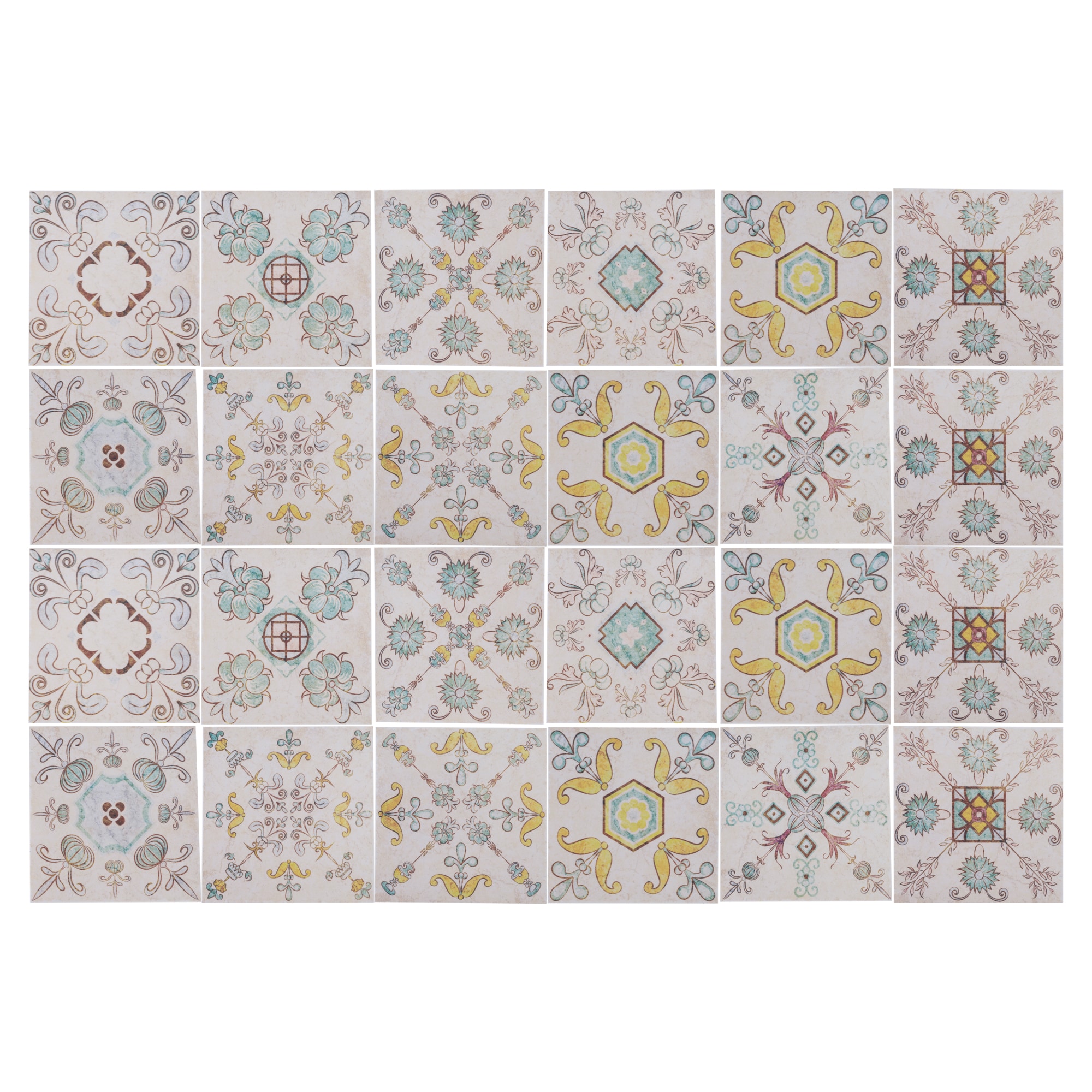 Unique Bargains 24pcs Tile Stickers Wall Tile Stickers PVC Tile Stickers Tiles Self-Adhesive Wallpaper Waterproof Wall Sticker 3.94 Inch x 3.94 Inch Yellow Green