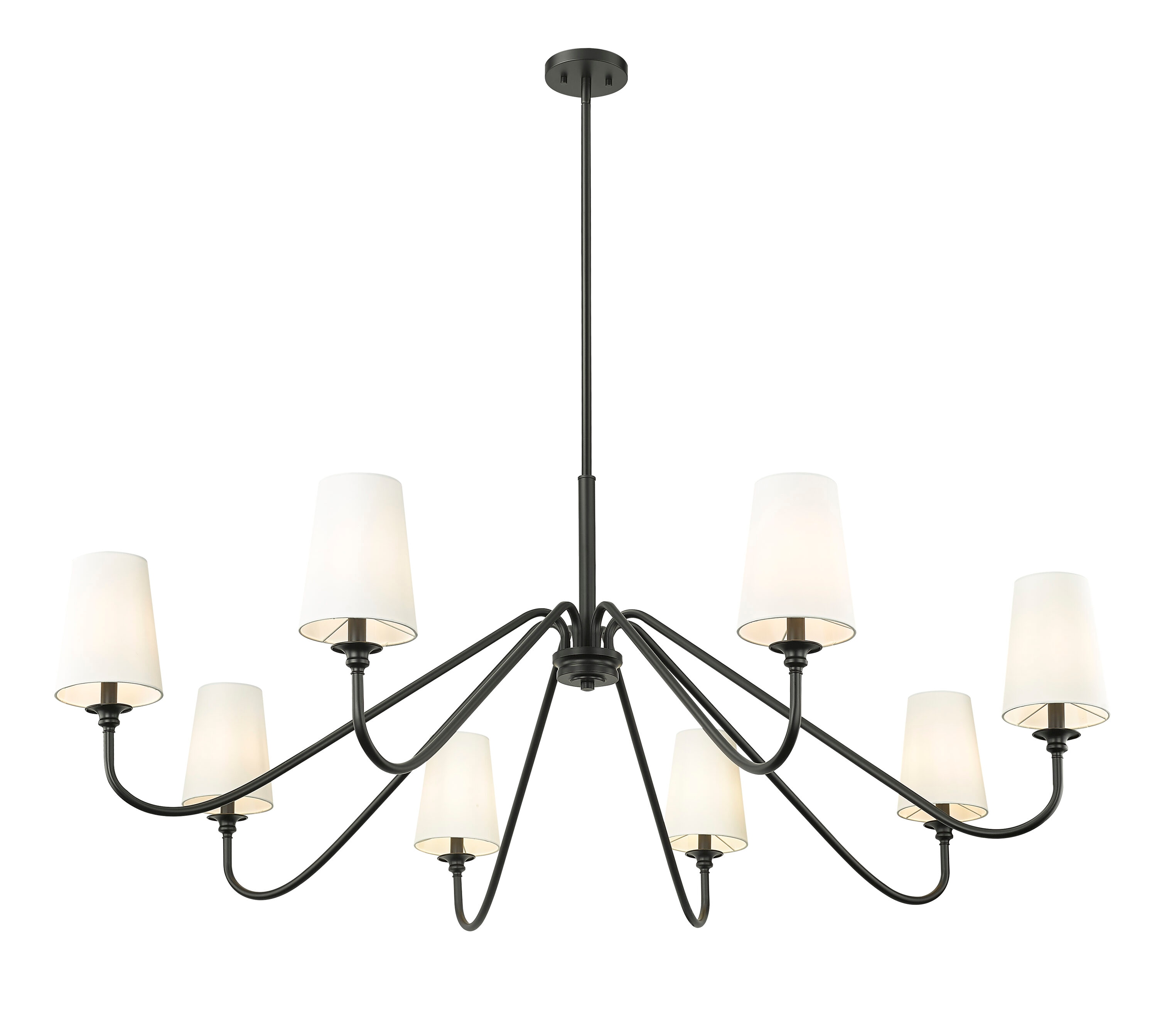 Gianna Matte Black 8-Light Chandelier with White Shades