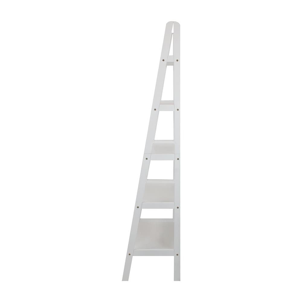 Casual Home Ladder White Wood 5 Shelf, Casual Home 5 Shelf Ladder Bookcase White