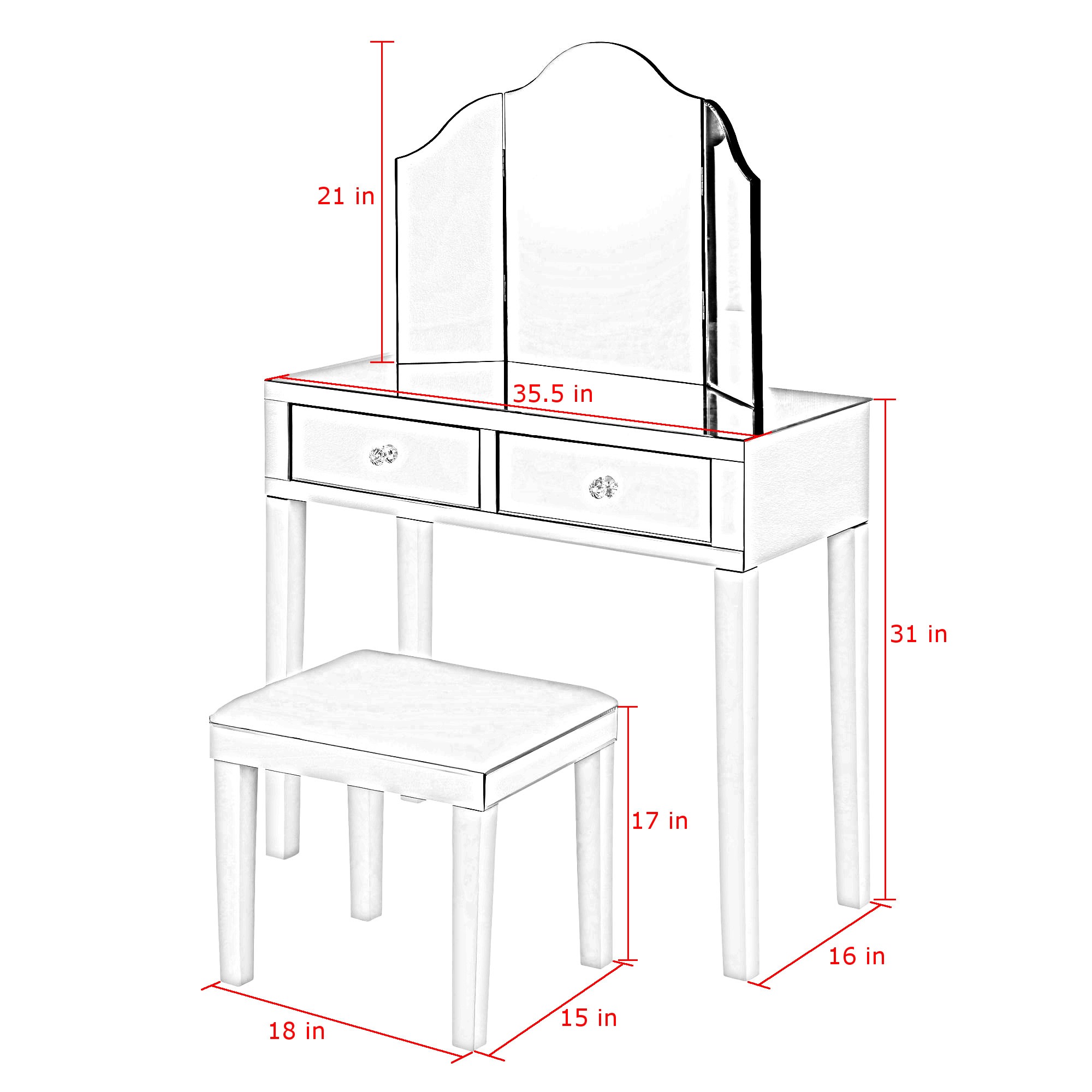 Inspired Home JF37-07GR-K-LS Bedroom-Vanities - View #6
