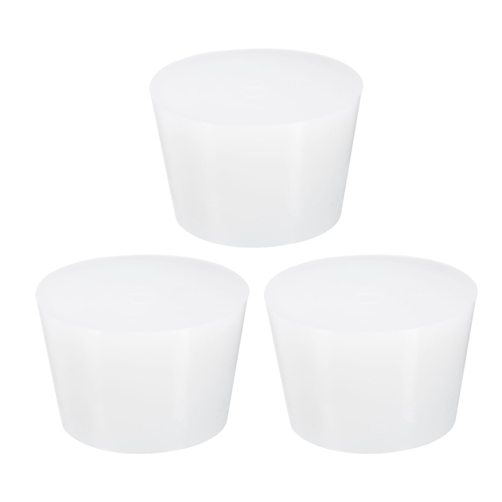 Unique Bargains - 3pcs White Silicone Solid Rubber Stoppers Tapered Plugs Lab Seal Tube Stopper P...