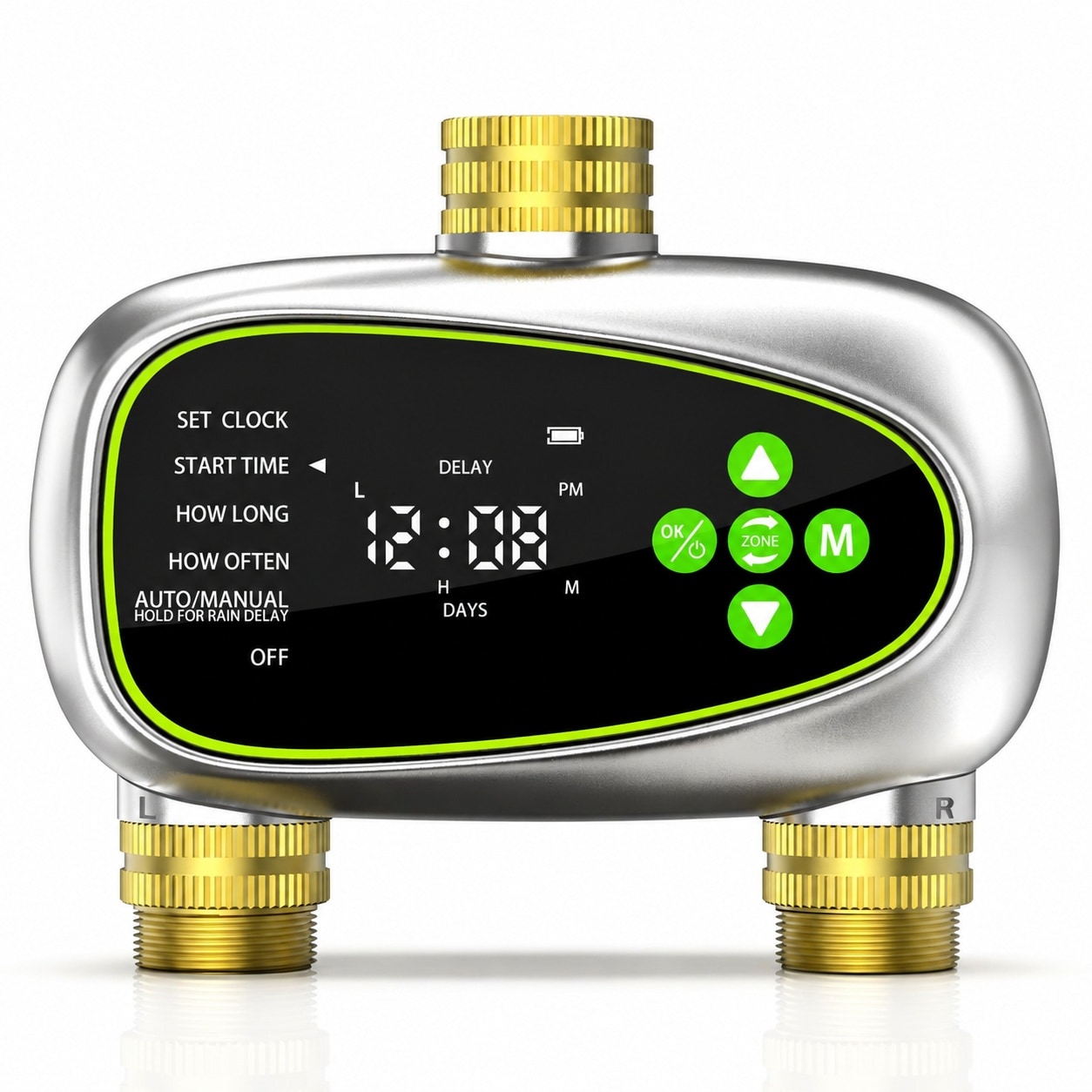 Anqtovp  Water Timer for Garden Hose 2 Zone Programmable Sprinkler Controller Soil Moisture Sensor Rain Delay Brass Inlet Automatic Irrigation