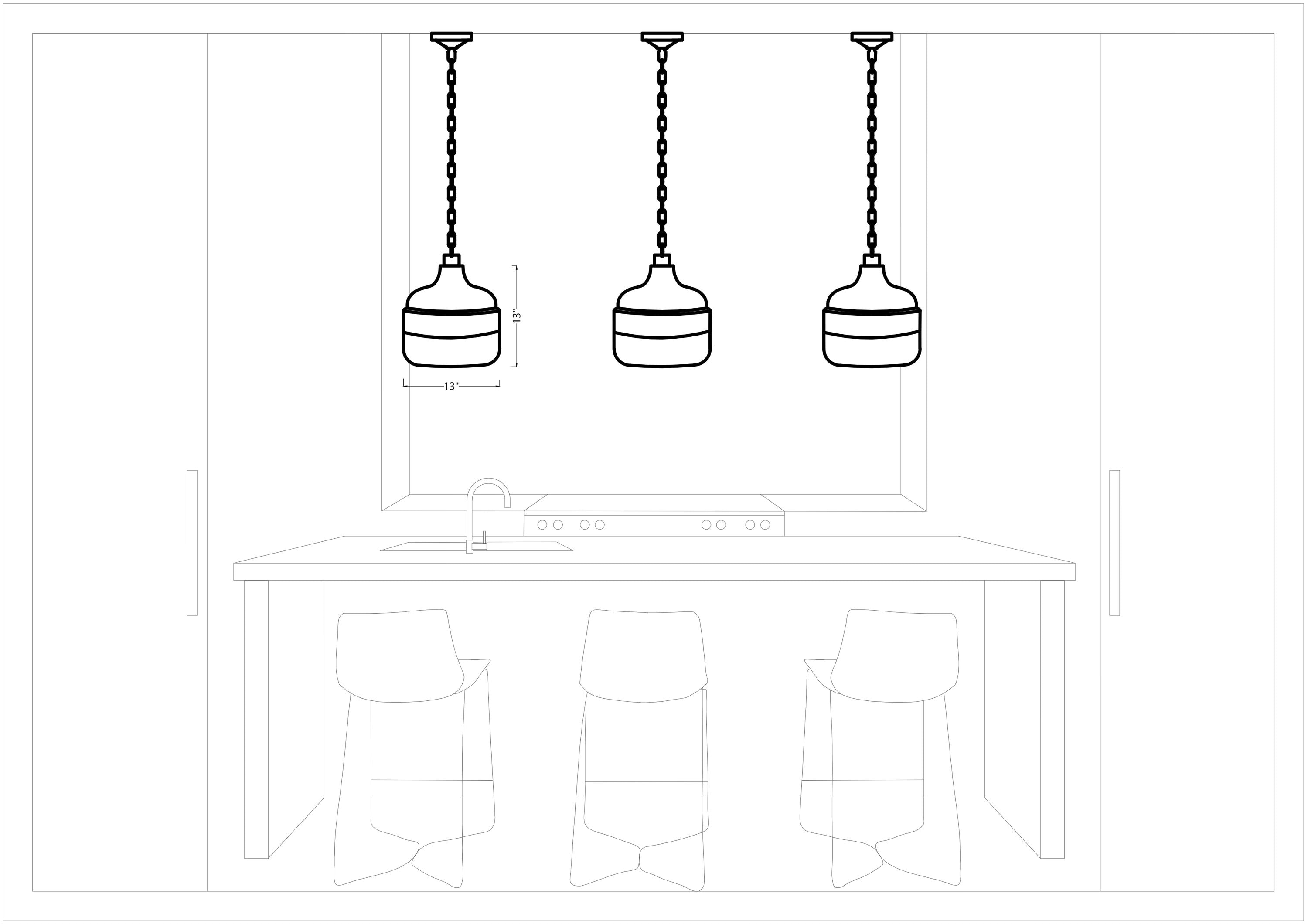 Cadence 2-Light Dark Antique Brass and Matte Black Pendant
