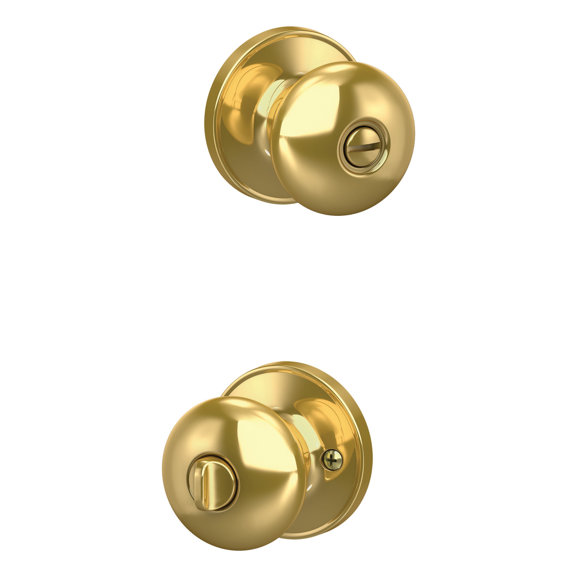 Home Front by Schlage Marwood Bright Brass Interior Bed/Bath Privacy door knob Single pack