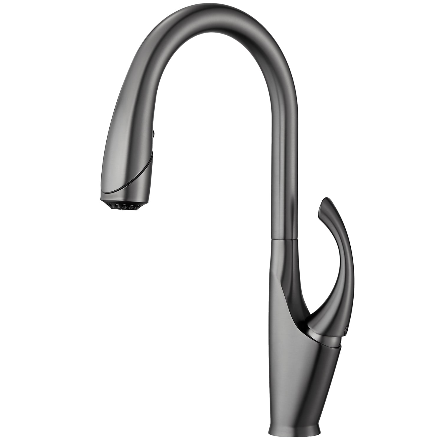 Pouuin Ob Gunmetal Single Handle Pull-down Kitchen Faucet with Sprayer Function