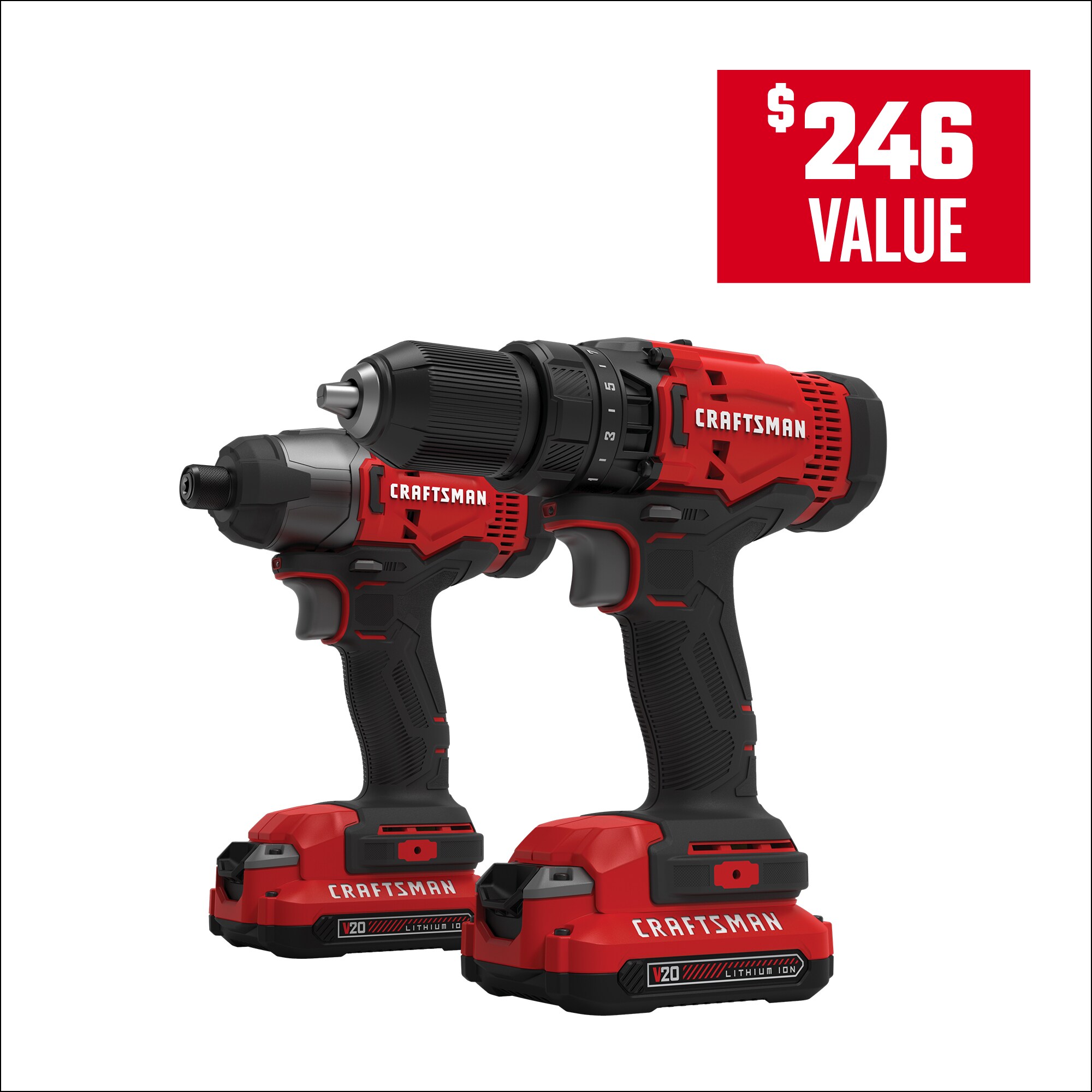 CRAFTSMAN V20 20-volt Max 2-Tool Power Tool Combo Kit with Soft Case (2-Batteries Included and Charger Included)