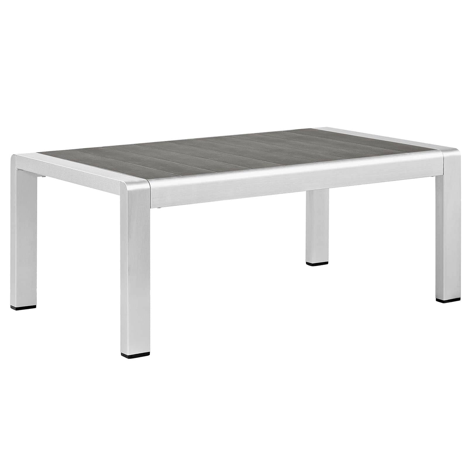  Shore Outdoor Patio Aluminum Coffee Table in Silver Gray