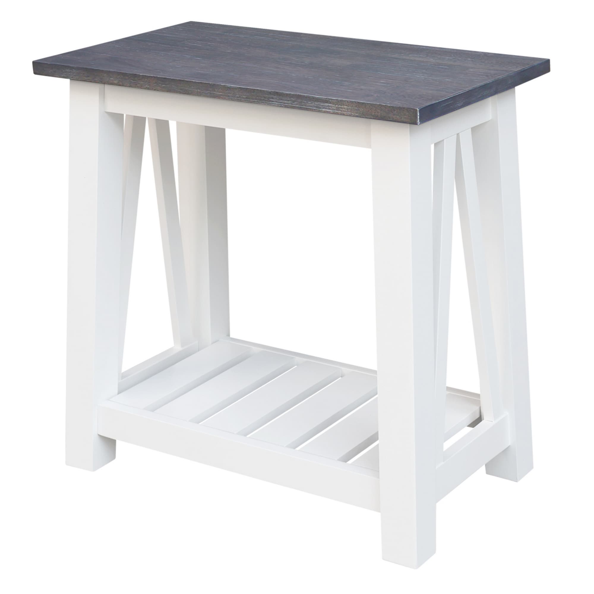 International Concepts OT05-16E2 Surrey 24.00-in W x 24.00-in H White/Heather Gray Wood Rectangular Casual End Table with Storage Assembly Required