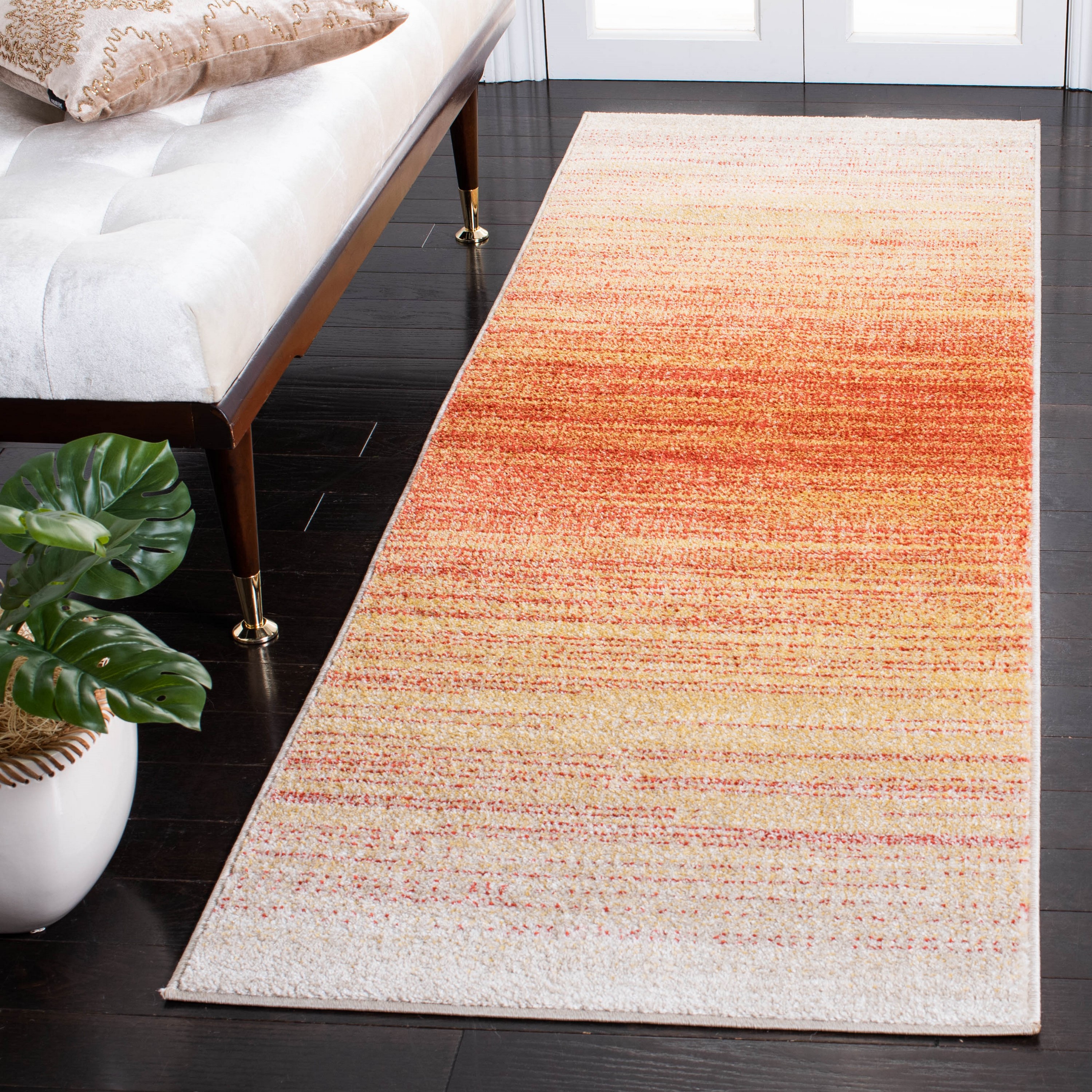 Safavieh ADR142P-26 Adirondack 3 x 6 (ft) Loomed Polypropylene Orange/Red Rectangular Indoor Ombre Industrial Runner rug