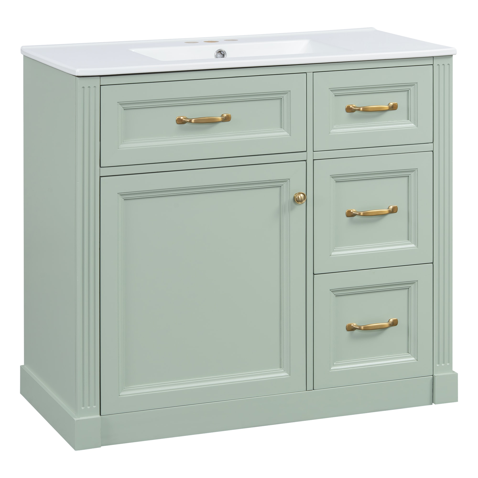 Ayelon Requires assembly 36-in Green Undermount Single Sink Bathroom Vanity with White Ceramic Top