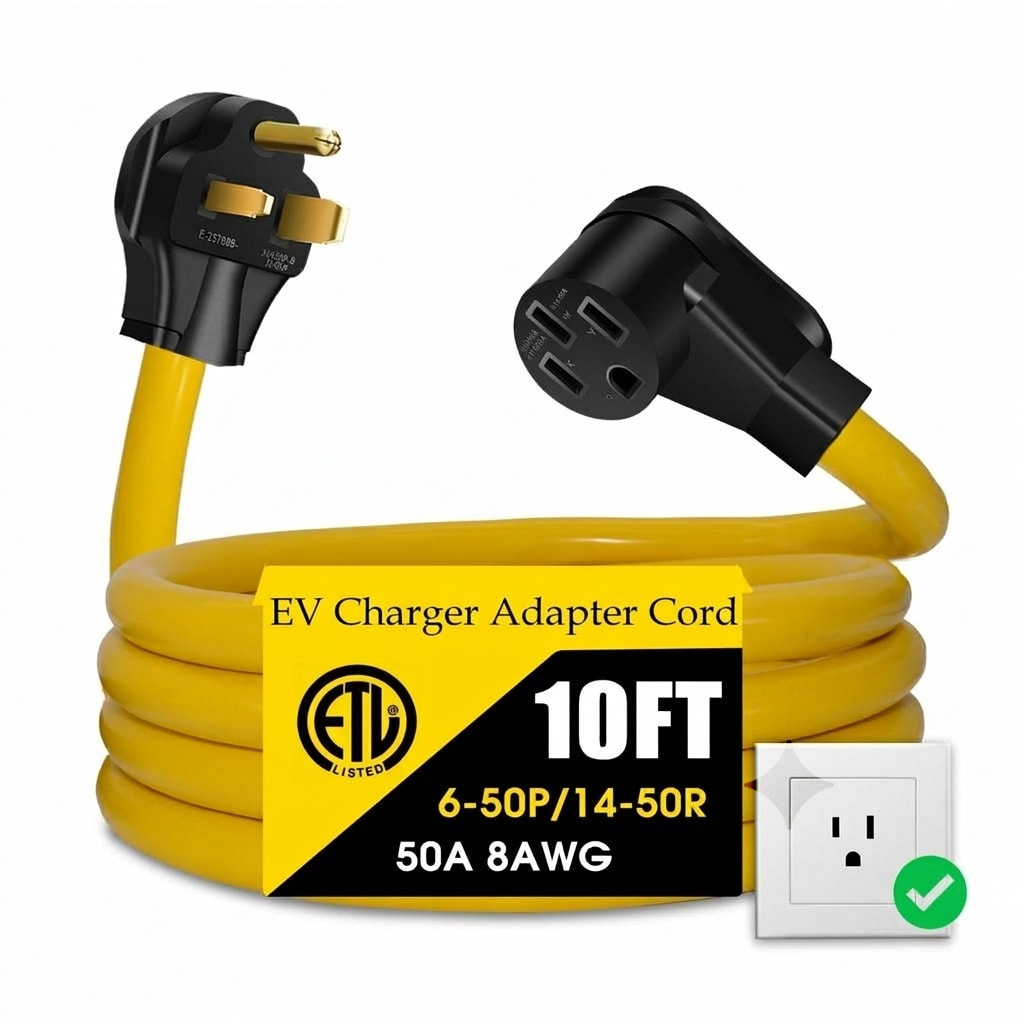Misopily NEMA 6 50P to 14 50R EV Charger Adapter Extension Cord 50 Amp 250 Volt 3 Prong to 4 Prong Welder Plug to Generator EV Connector ETL #LMS0530M085