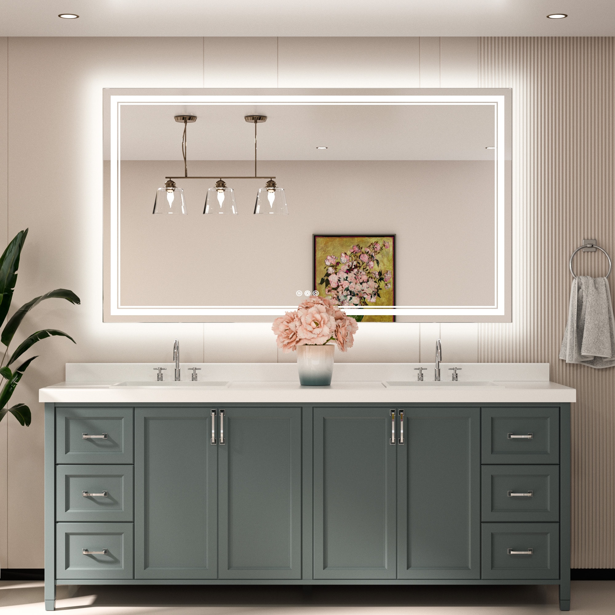 Keonjinn LW-JZ-ZBGSSW-15291 Framed-Bath-Mirrors - View #2