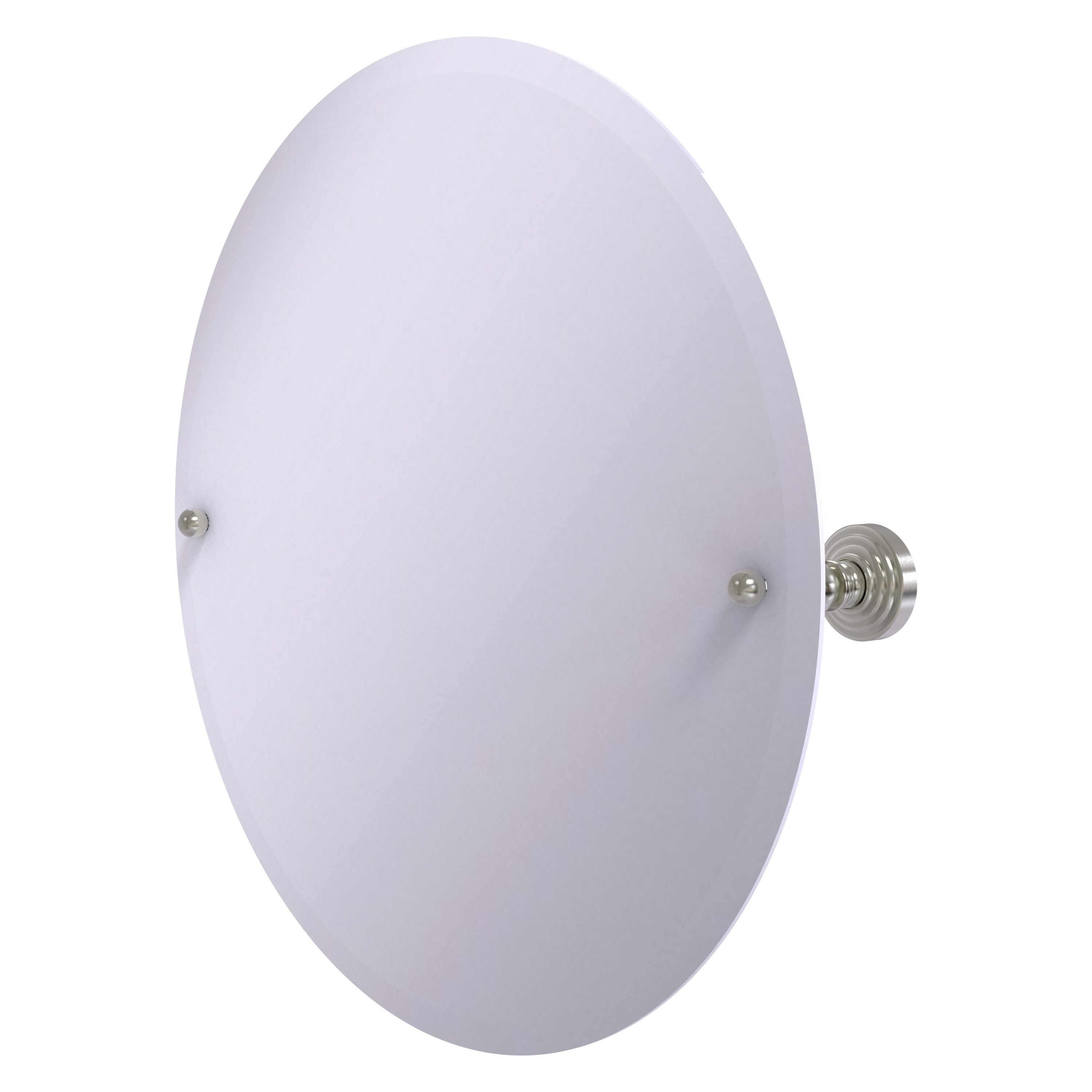Allied Brass P1090-SN Prestige Skyline 22-Inches x 22-Inches Beveled Frameless Round Tilting Bathroom Vanity Mirror ( Satin Nickel )