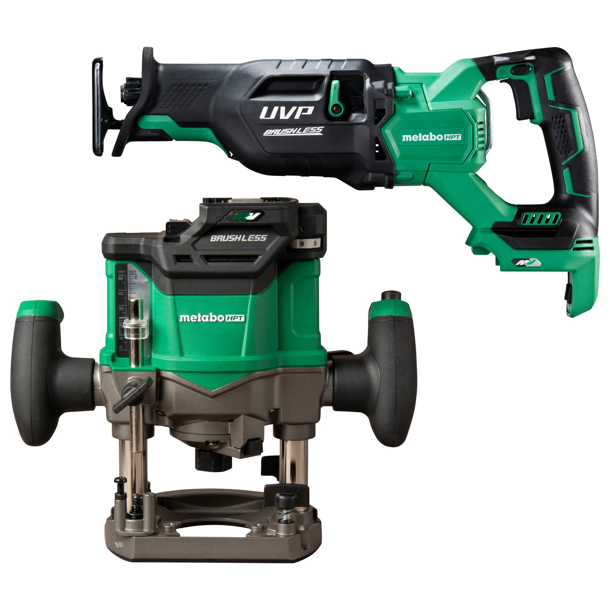 Metabo HPT Multi-Volt 1/4-in and 1/2-in 2-HP Plunge Router with 36V Reciprocating Saw