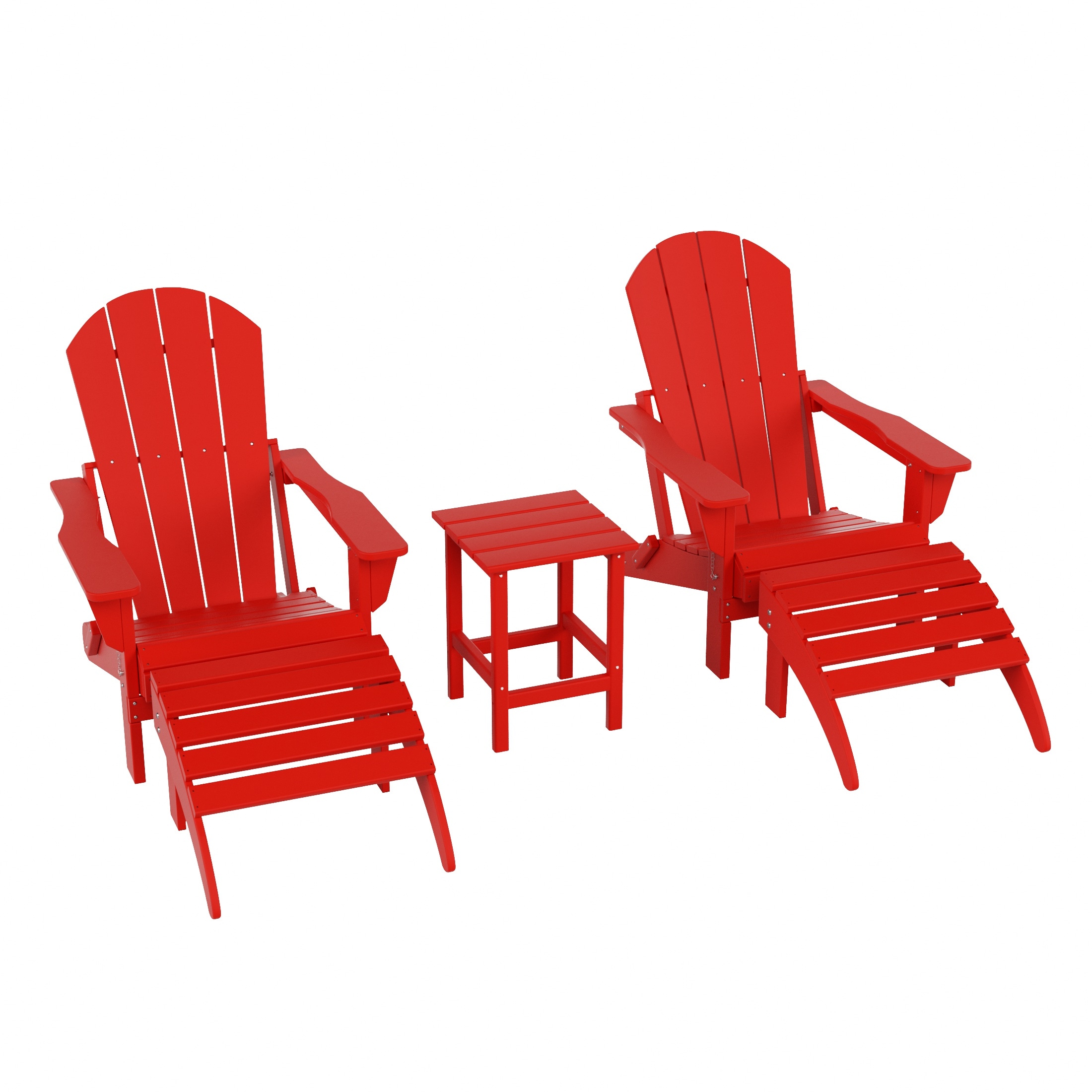 Red Plastic Adirondack Armchair Set for 2, 32" x 35.25"
