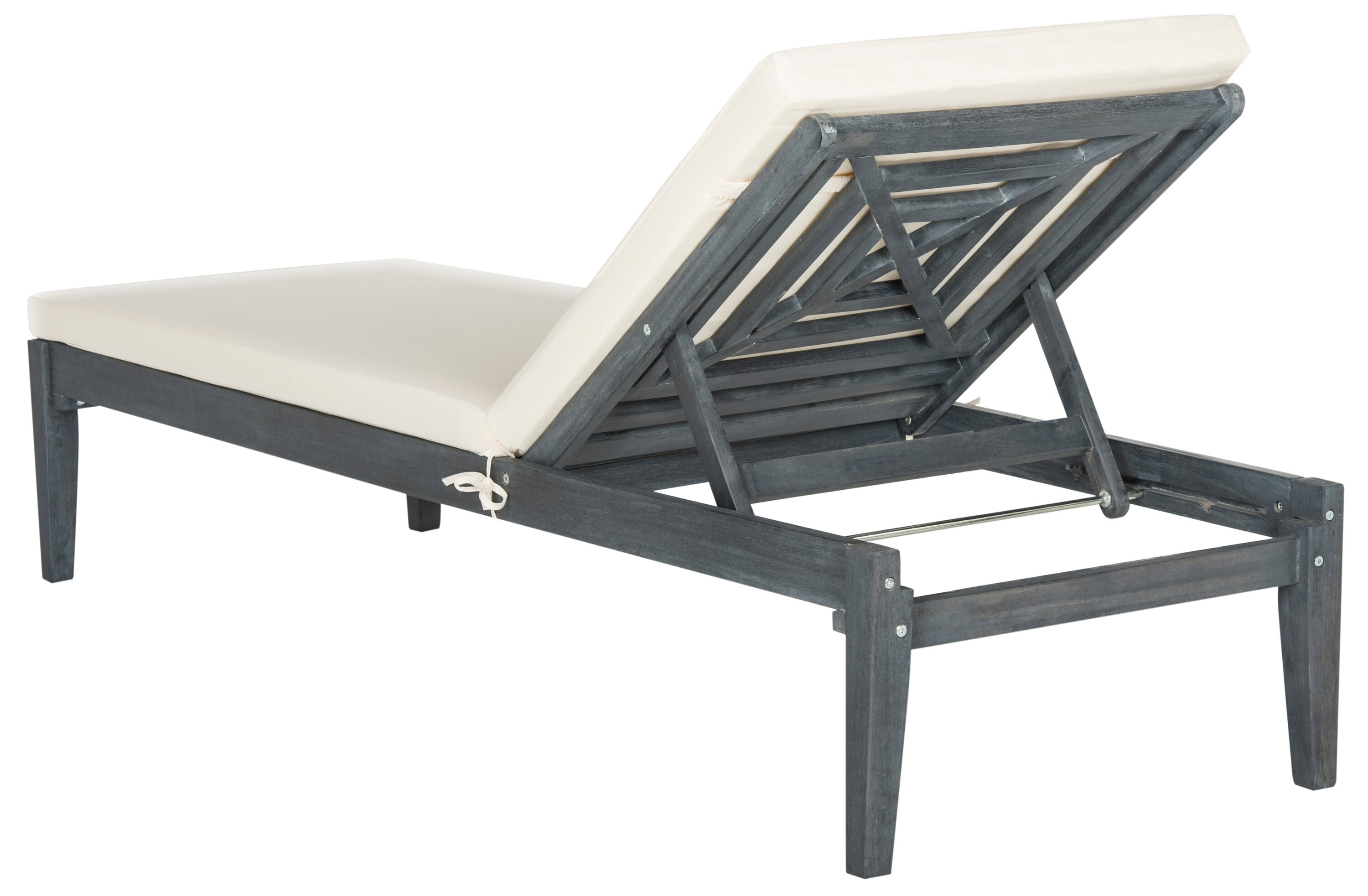 Safavieh PAT6730B Del Mar Ash Gray Wood Frame Stationary Chaise Lounge Chair with Off-white Cushioned Seat