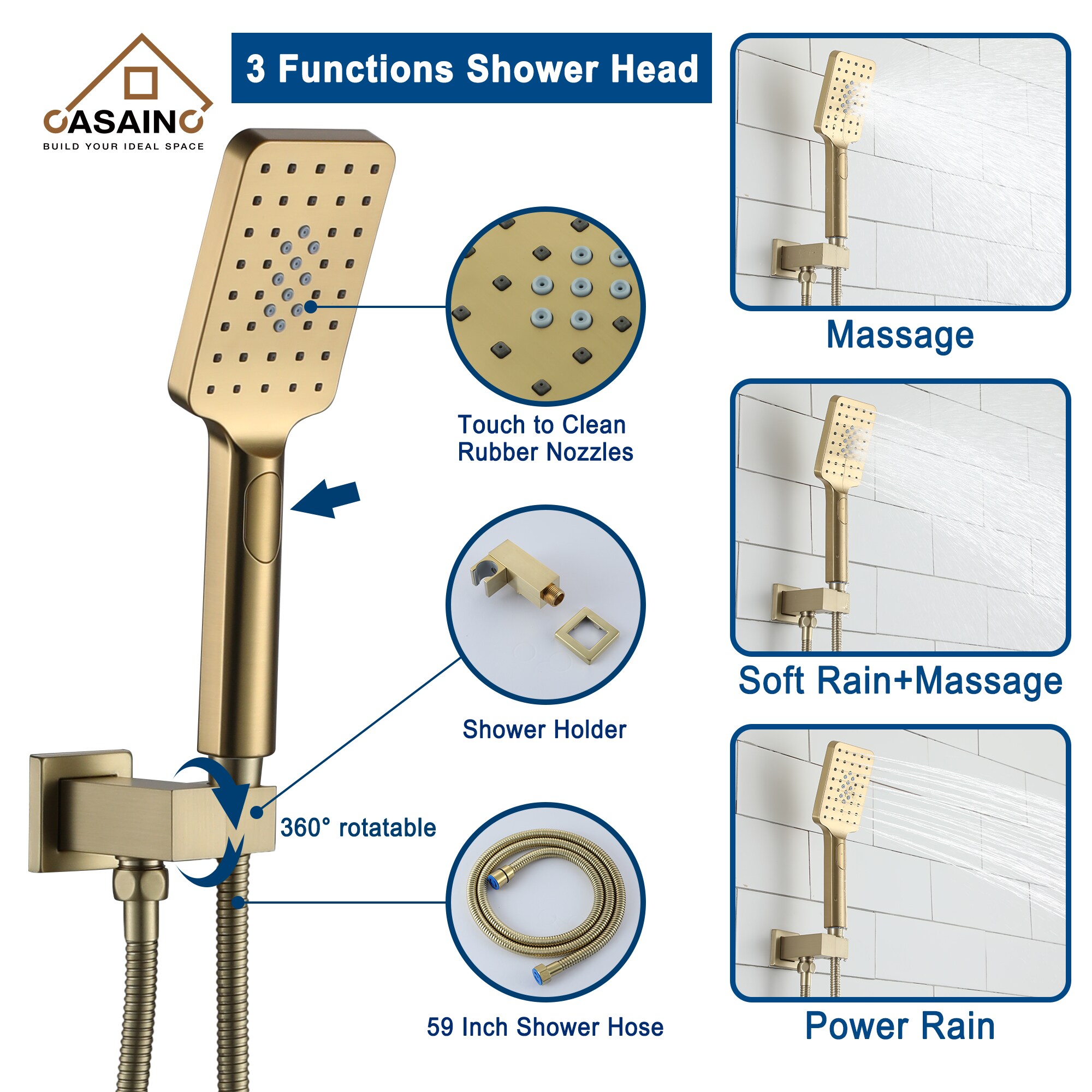 CASAINC OY-98A1003-BG Showerhead-Bar-Panels - View #6