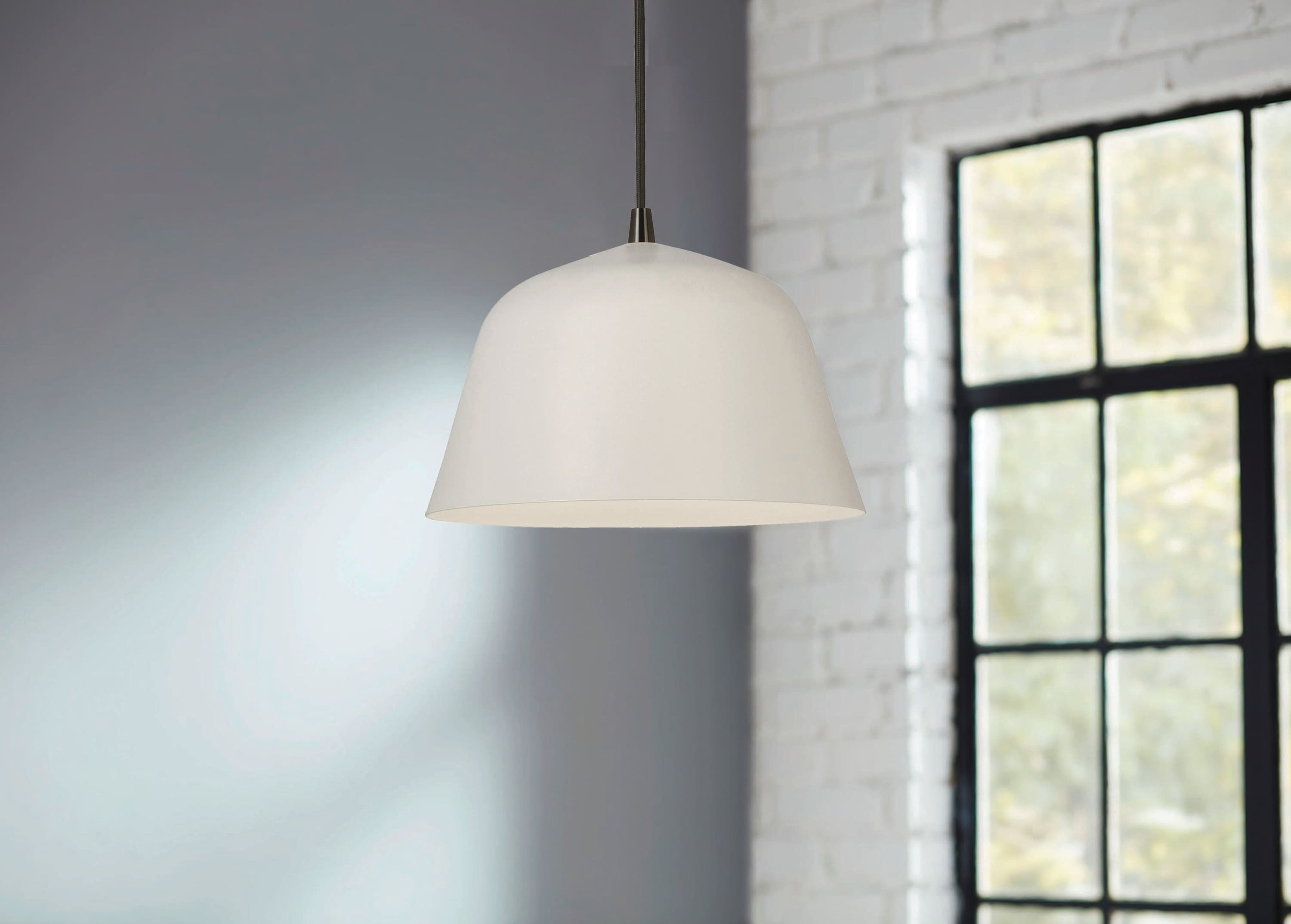 allen + roth KIB0991A GY Luna 1 -Light Black Canopy with Gray Metal Shade Industrial Bell Medium Hanging Pendant light