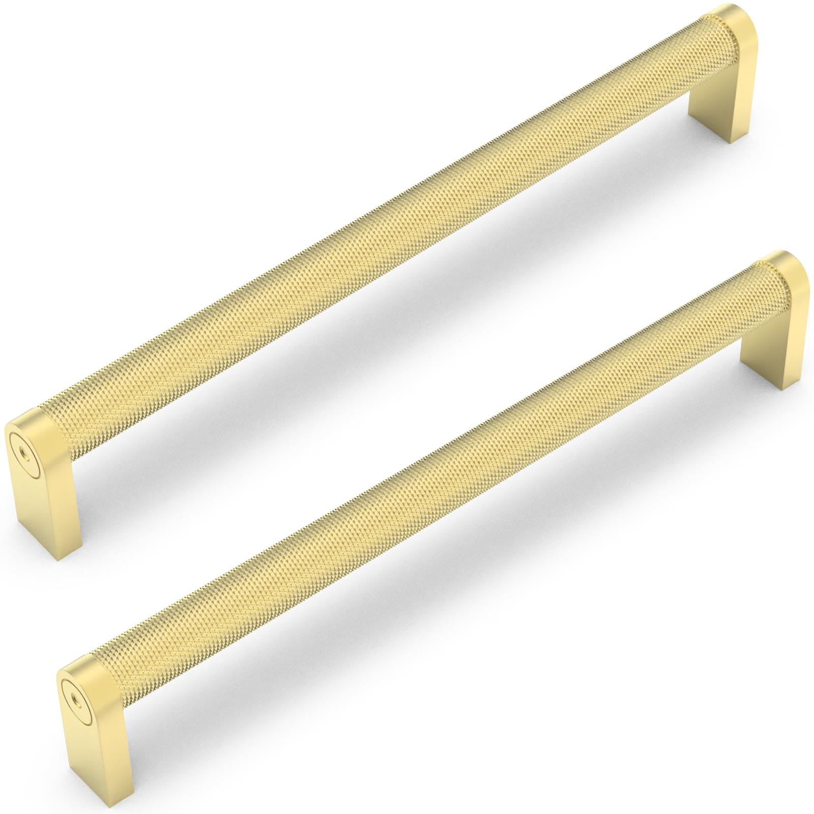 YGCTFX Brushed Gold 7.5 In Hole Center 10 Pack Knurled Cabinet Pulls Knurled Drawer Hardware Aluminum Zinc Alloy Kitchen Handles