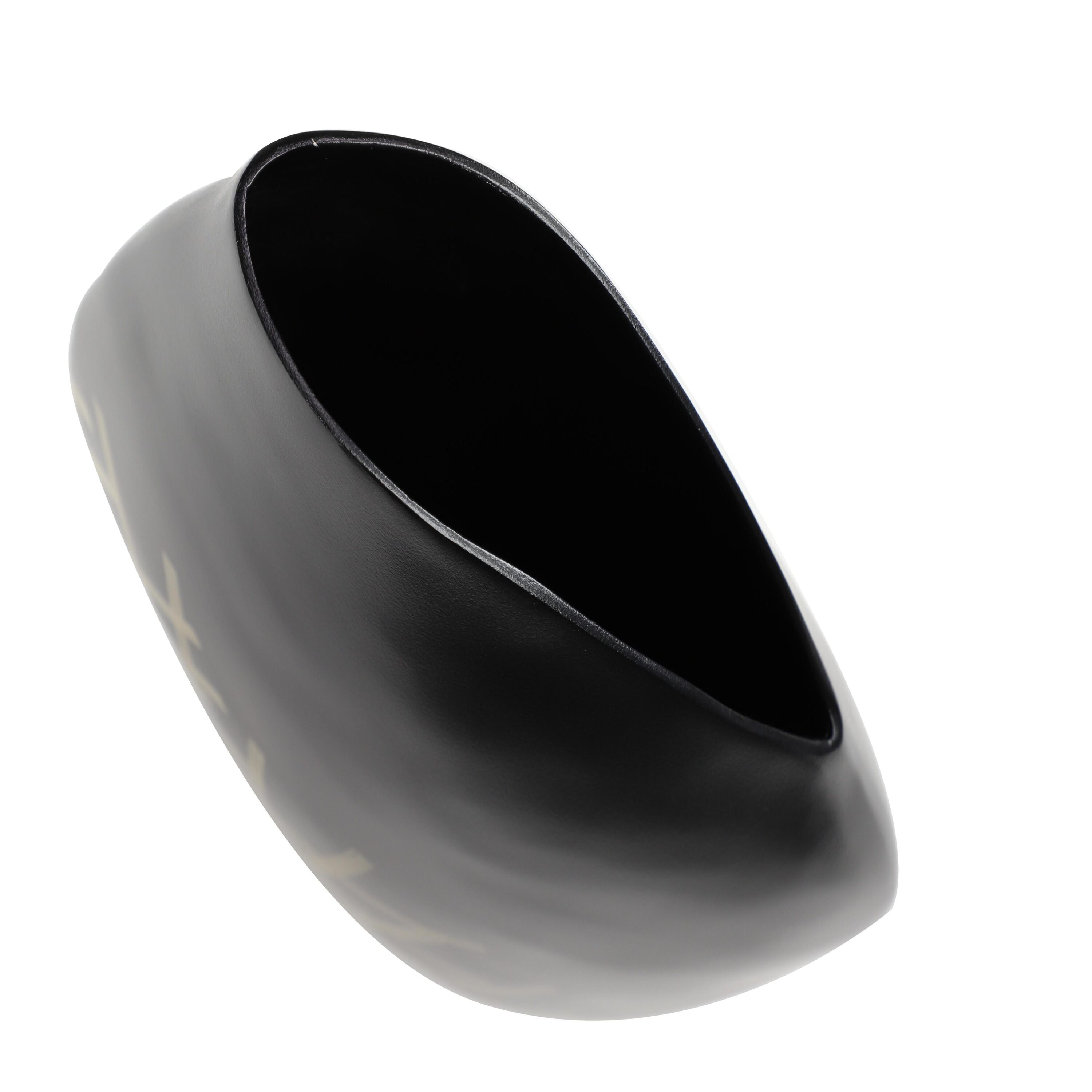 Asymmetrical Black Banana Wood & Bamboo Vase 11.5" x 18"