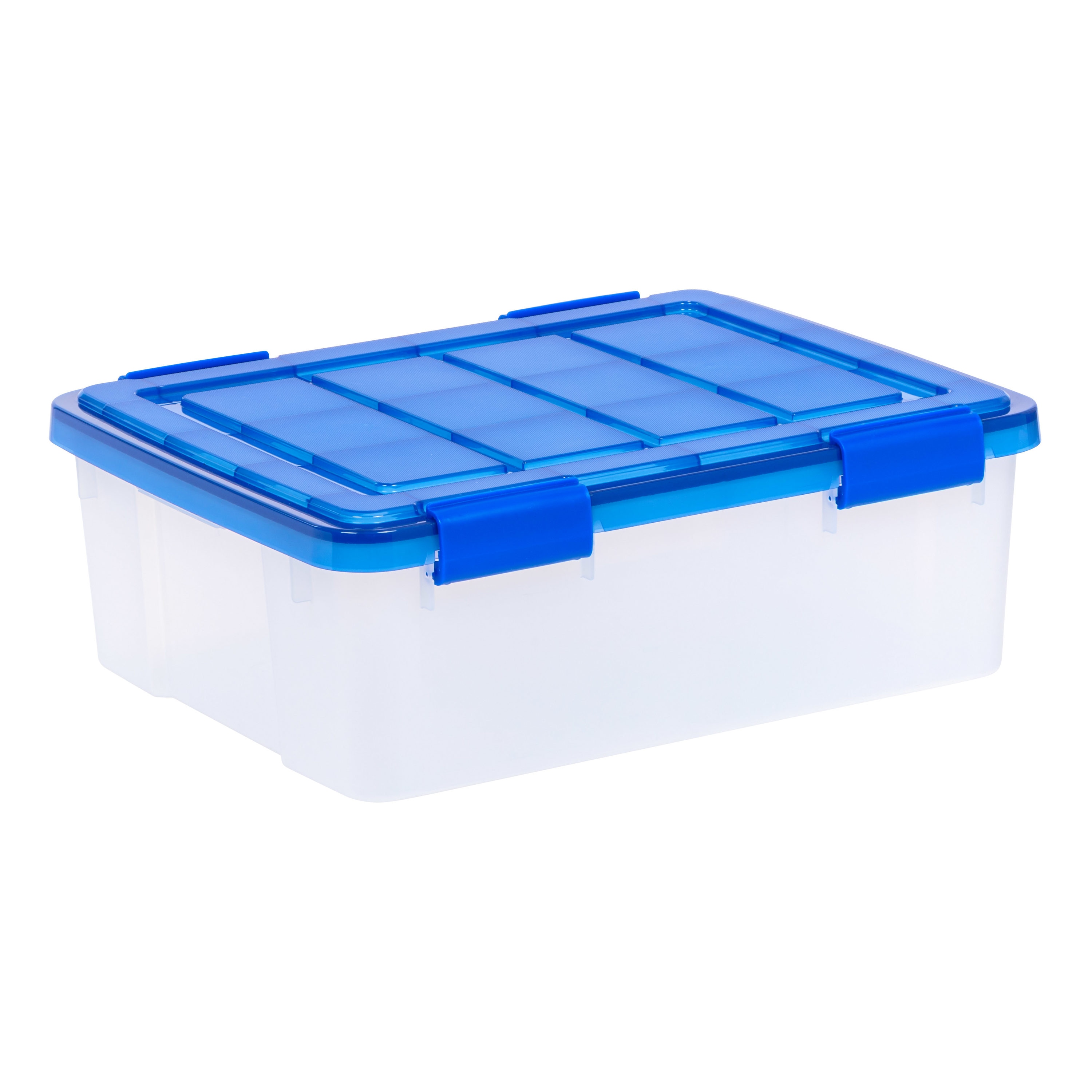 IRIS 4-Pack Element resistant storage box Medium 6.5-Gallons (26.5-Quart)  Blue Weatherproof Heavy Duty Tote with Latching Lid in the Plastic Storage  Containers department at