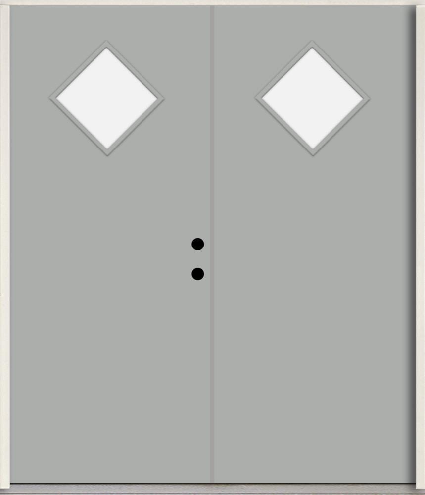 RELIABILT LO1067131 Spotlights 72-in x 80-in x Fiberglass 1/4 lite Left-hand inswing Infinity Gray Paint Painted Prehung Double Front Door Insulating core