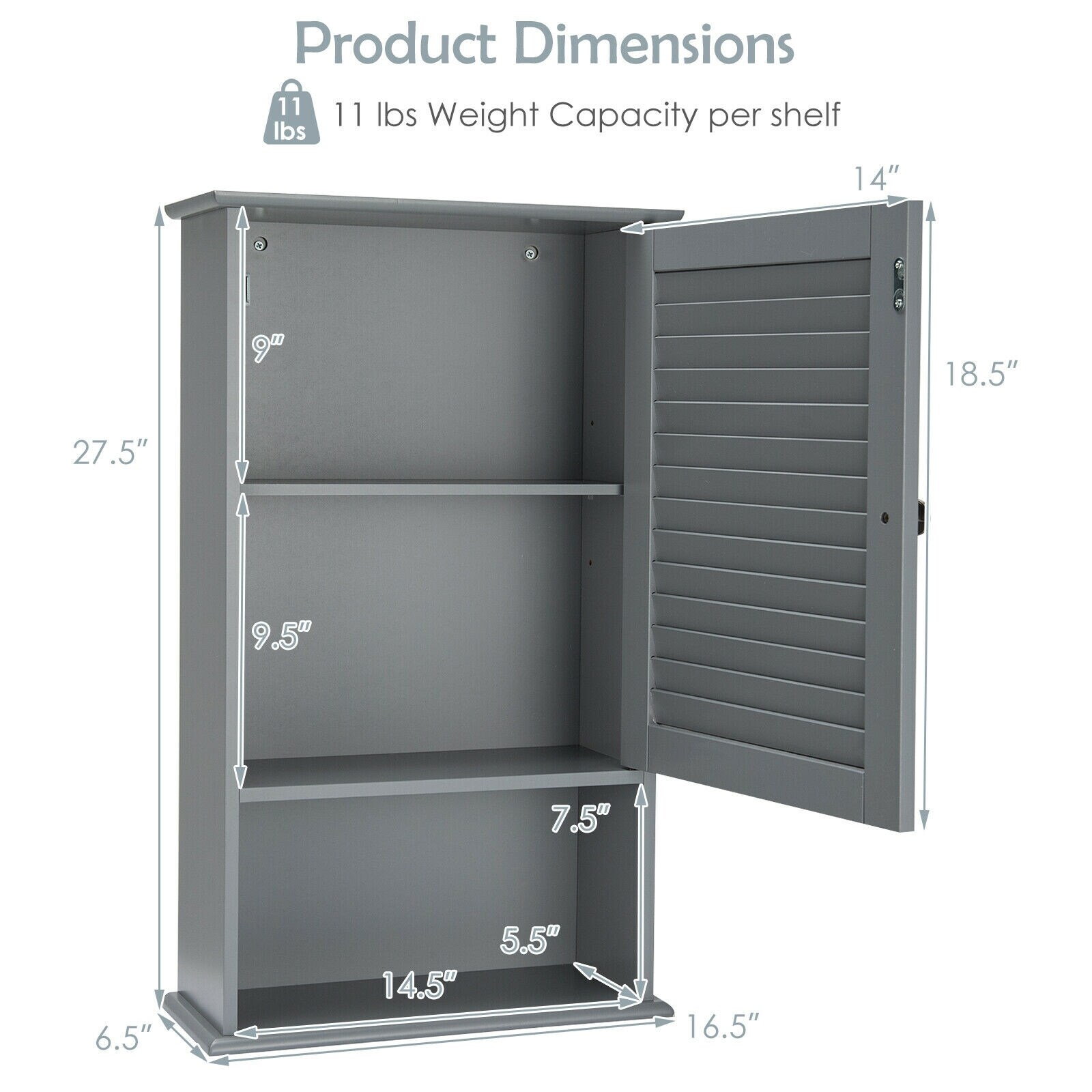 Forclover HYFC-BA597GR Bathroom-Wall-Cabinets - View #6