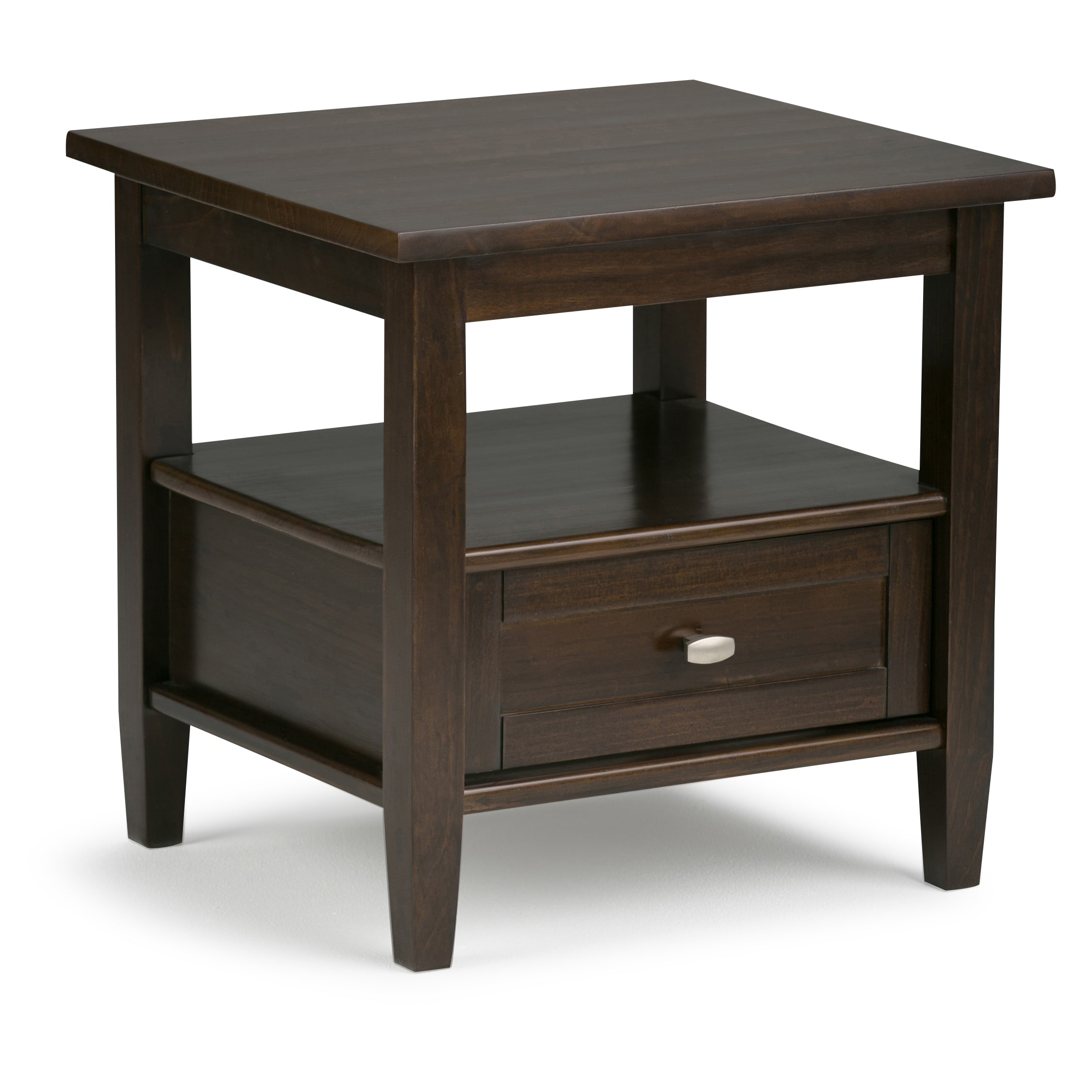 Simpli Home AXWSH002-TB Warm Shaker 20-in W x 19.7-in H Tobacco Brown Wood Rectangular Modern End Table with Storage Assembly Required