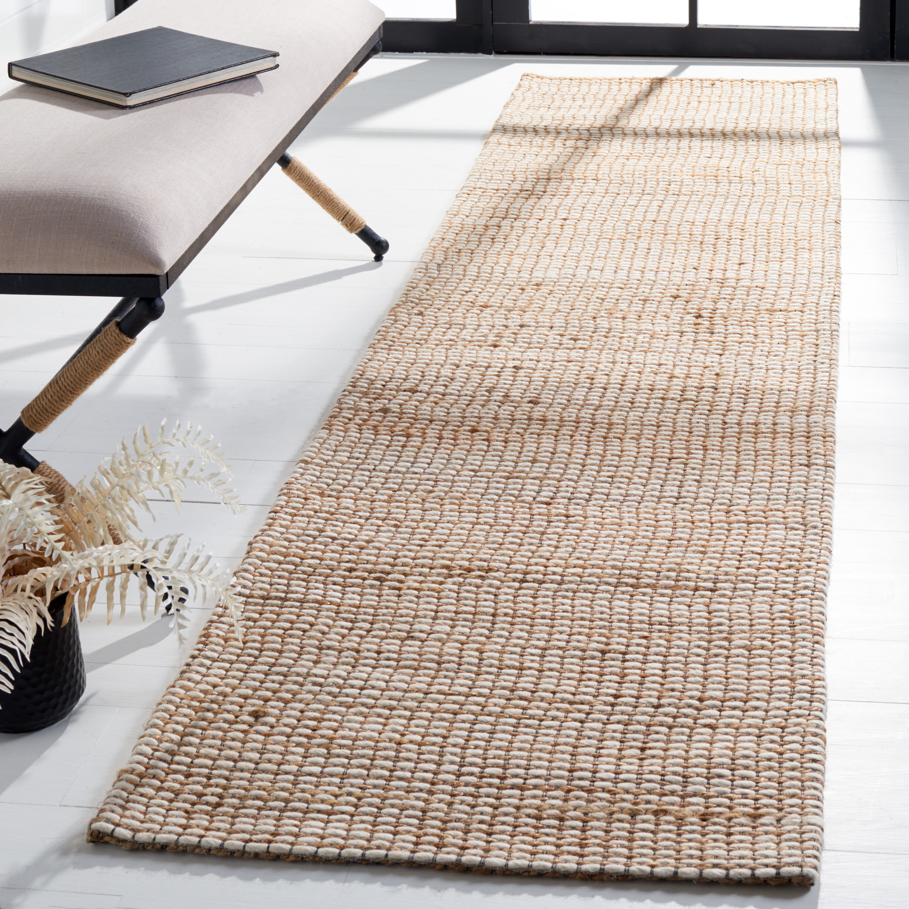  Natural Fiber 553 Natural/Ivory Contemporary 2ft-3in x 9ft Runner Rug