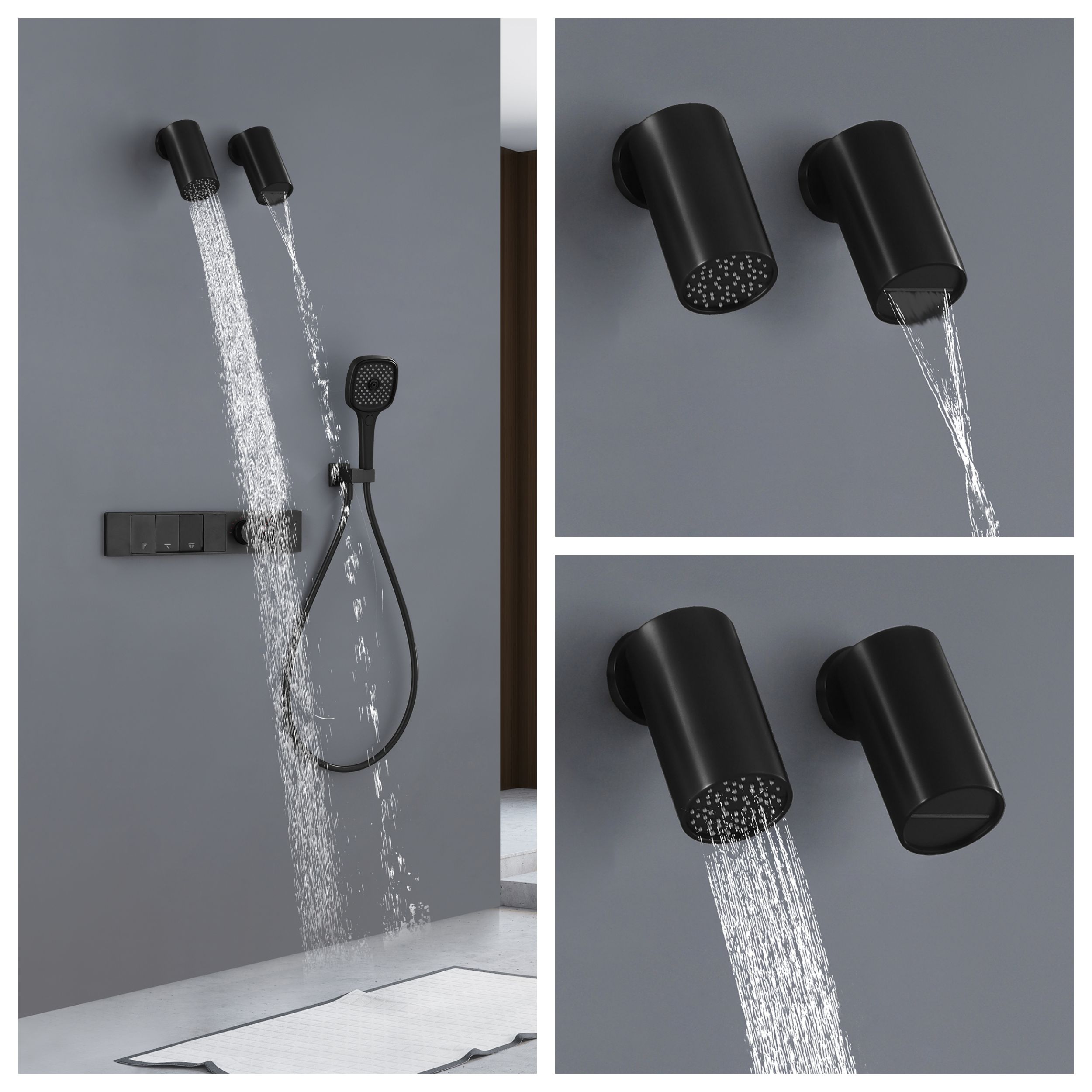 WELLFOR WB-81026-MB Showerhead-Bar-Panels - View #5