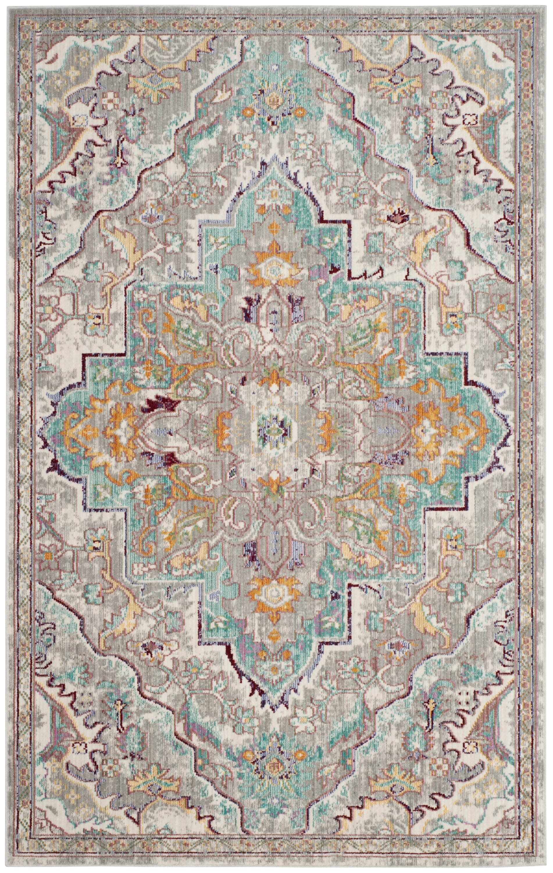 Safavieh MYS921L-3 Mystique Sirate 3 x 5 (ft) Loomed Polyester Gray/Light Blue Rectangular Indoor Distressed/Overdyed Oriental Throw rug