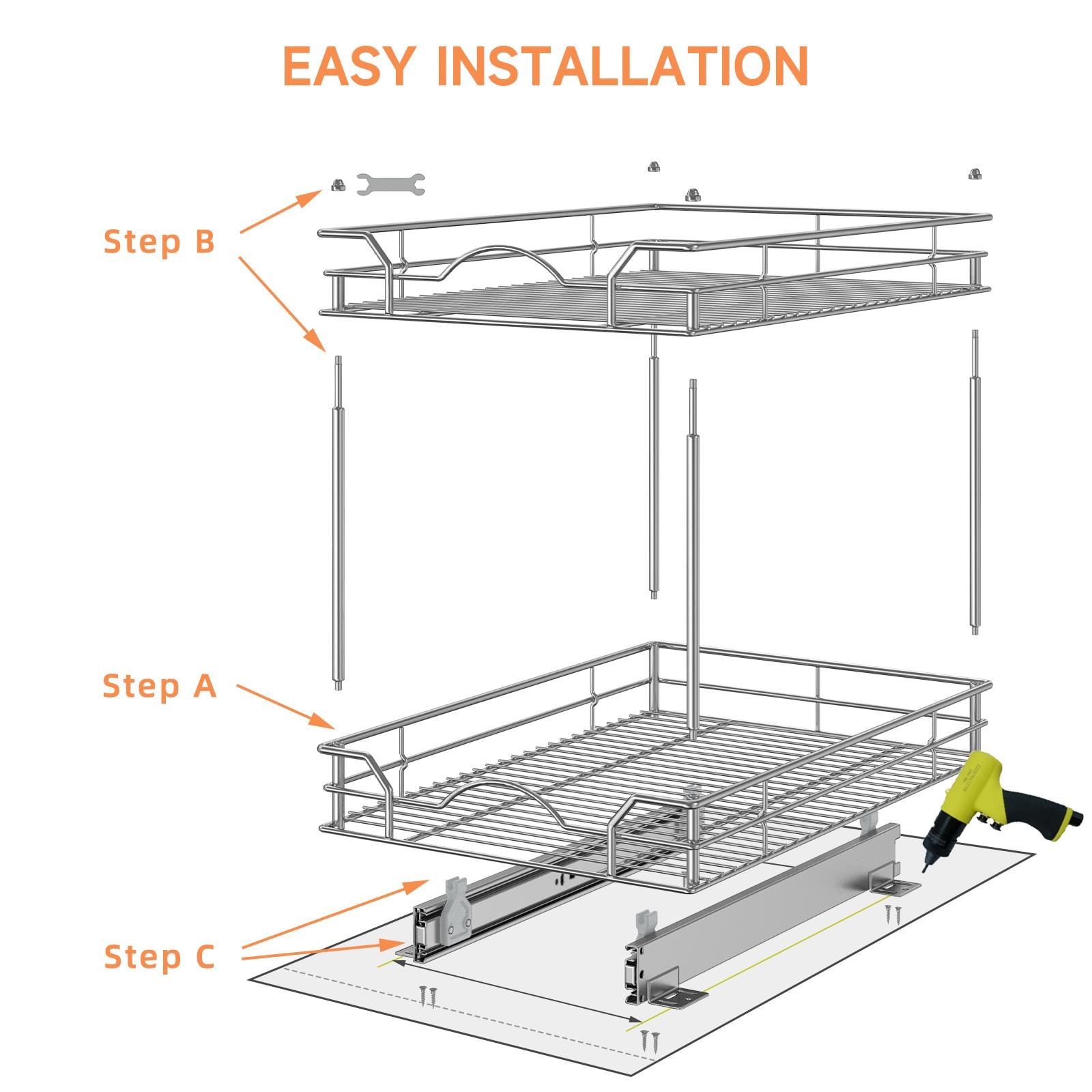 HOMLUX 2 Tier Individual Pull Out Cabinet Organizer 11-in W x 21-in D Slide  Out Kitchen Shelves 