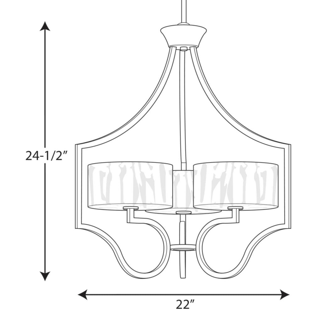 Polished Nickel 3-Light Chandelier with Glass Diffusers