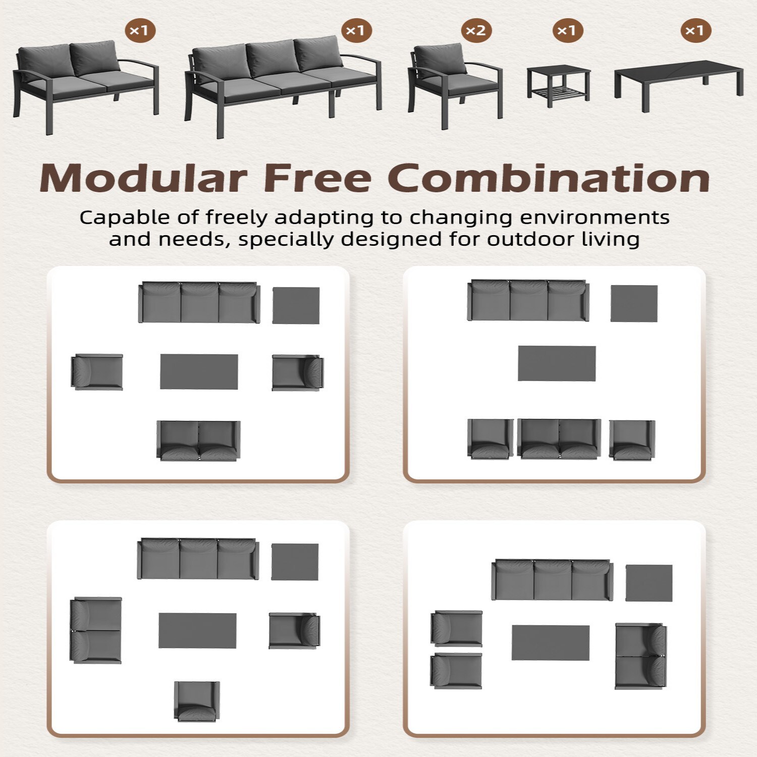 AECOJOY 16587DG+14139-LS02 Patio-Sofas-Daybeds - View #4