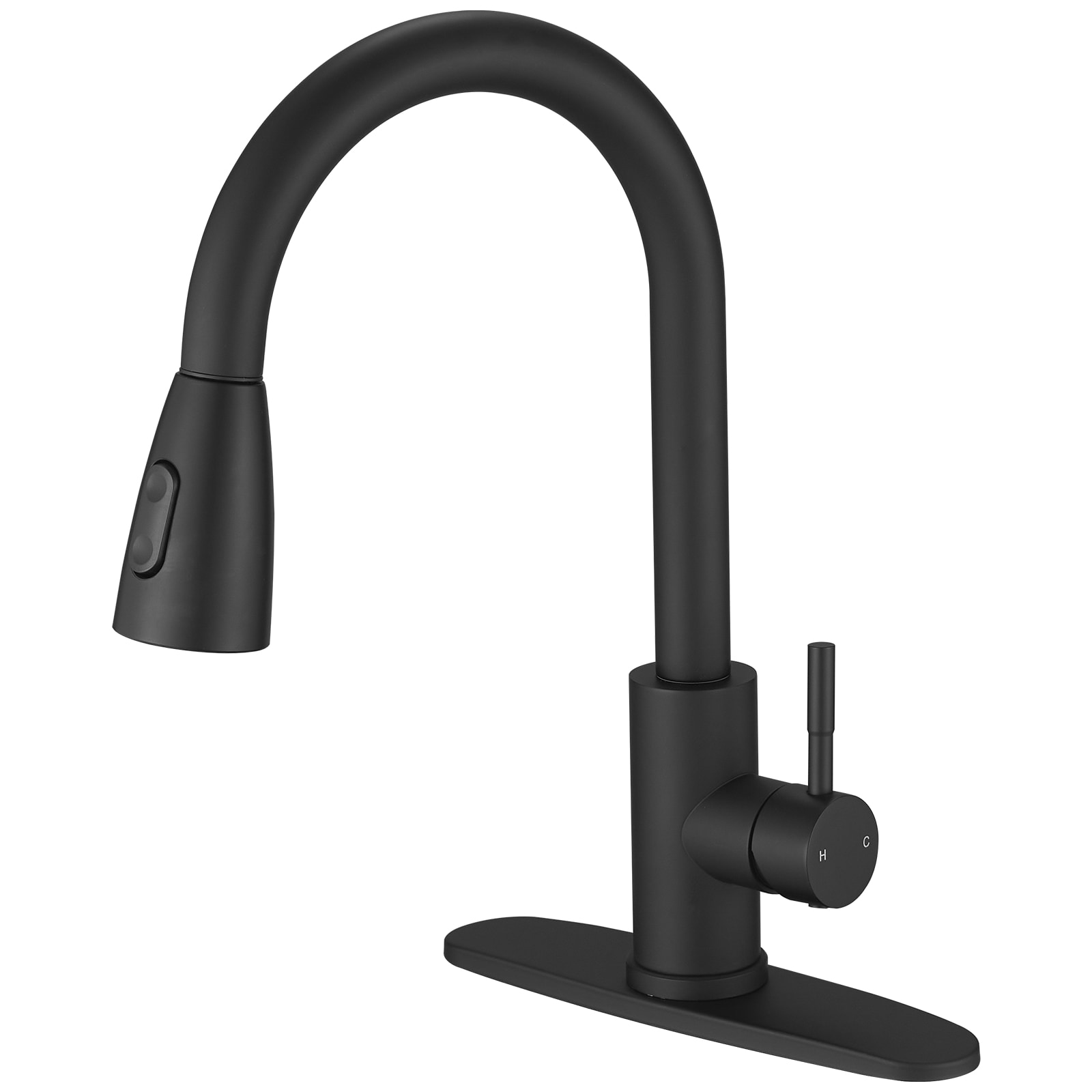DFI DAY-KF-06 Black Single Handle Deck-mount Filtered Kitchen Faucet with Sprayer ( Deck Plate Included )