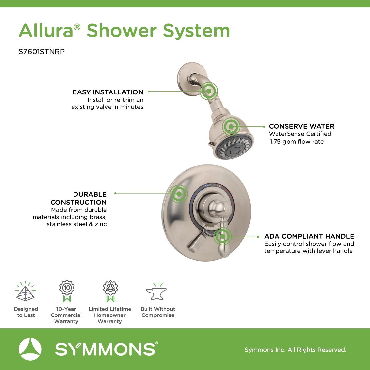 Symmons S7601STNRP Showerhead-Bar-Panels - View #4