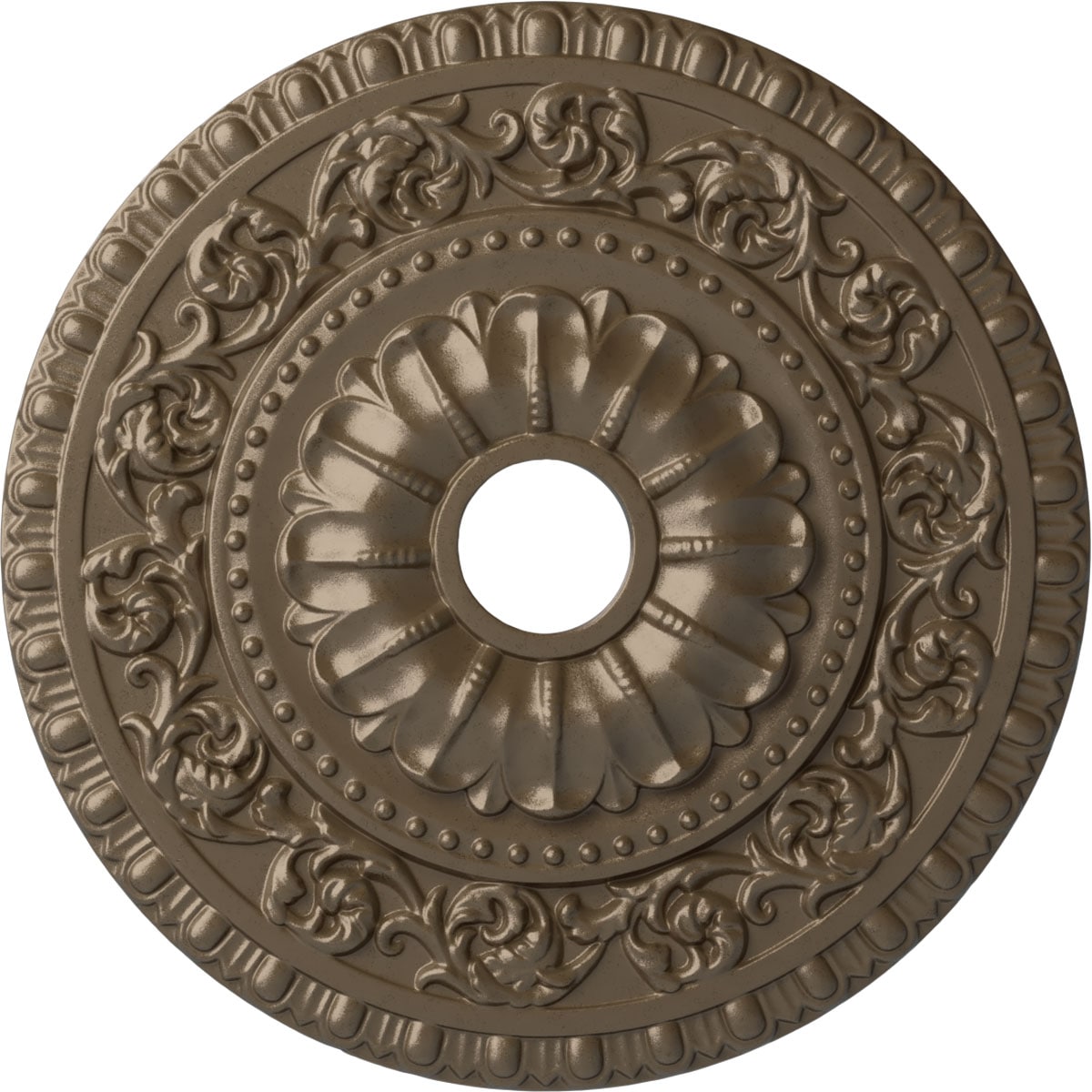 Ekena Millwork CM23VAWSS Vaduz 23.5-in W x 23.5-in L Painted Warm Silver Polyurethane Whole Ceiling Medallion