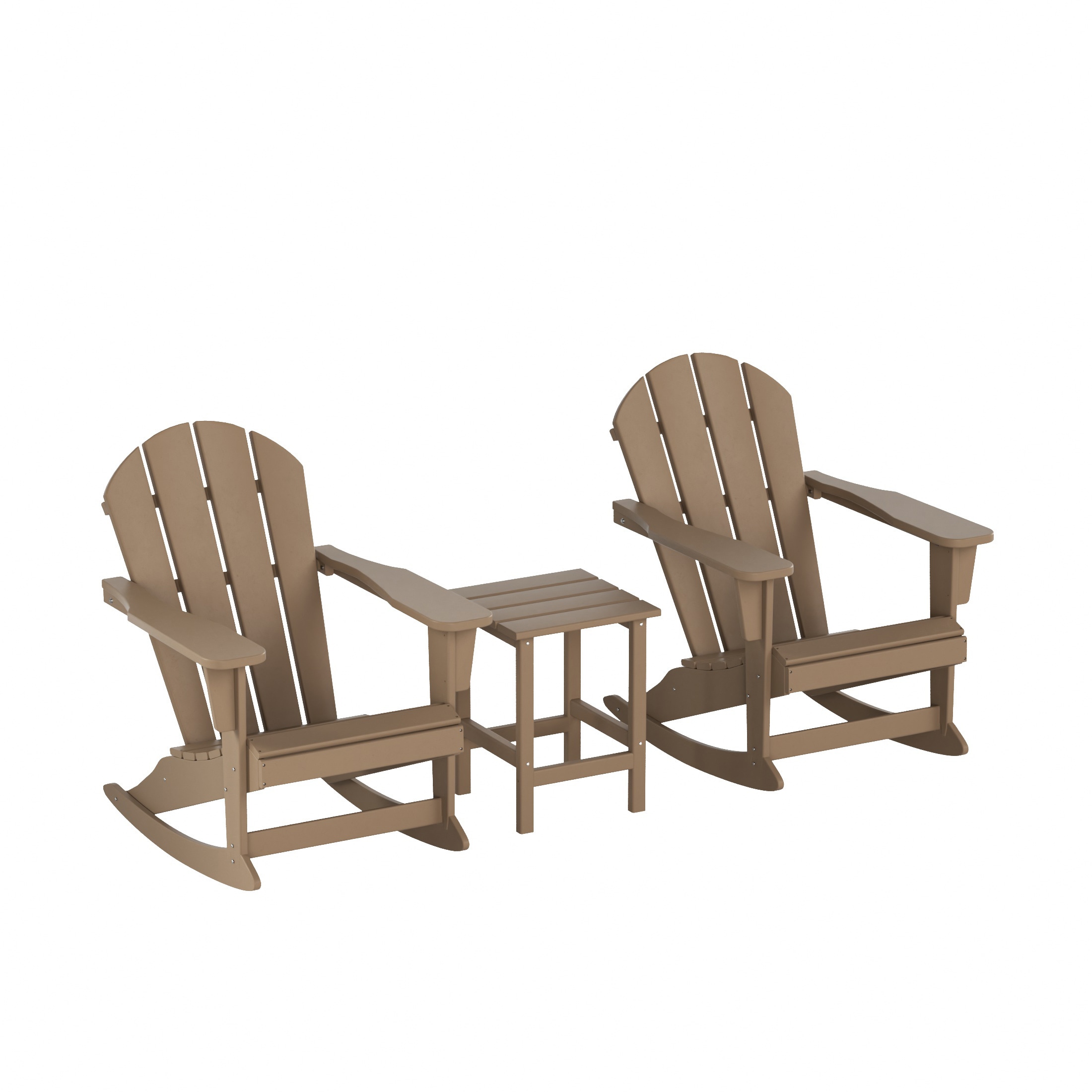 Westin Furniture 2001-RC-WW3 Laguna Set of 2 Weathered Wood HDPE Frame Rocking Chair with Slat Seat