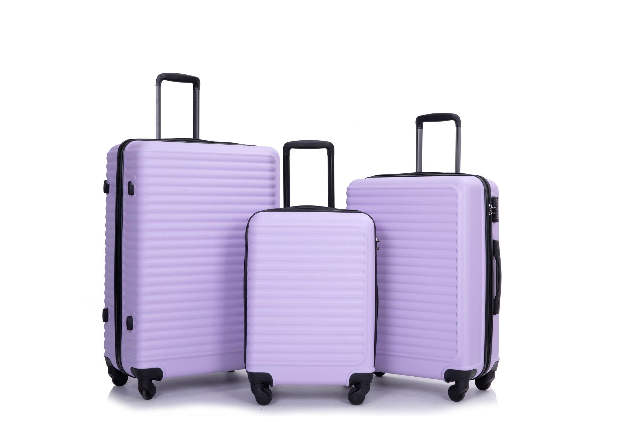 Flynama L-102006 19.7'' x 11.4'' x 29.7'' Lavender Purple Plastic Hardshell Suitcase set