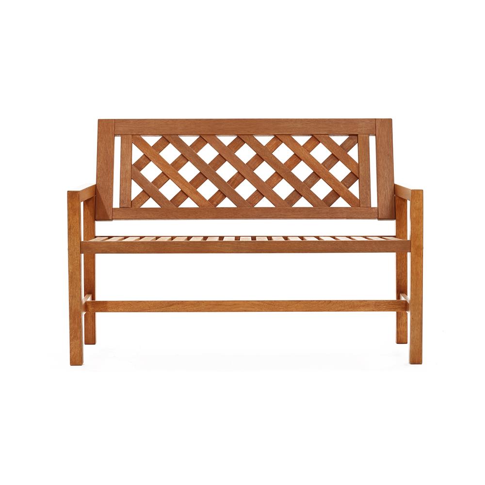 LuxenHome WHOF1907 48.4-Inches W x 33.9-Inches H Natural Brown Love seat Bench