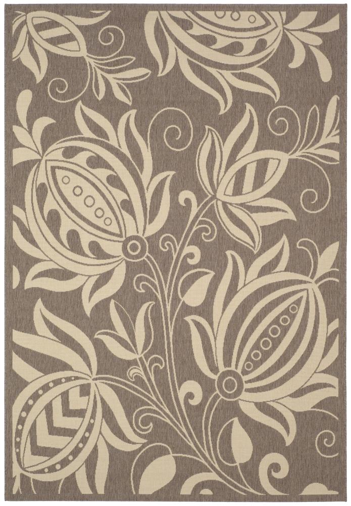 Safavieh CY2961-3009-6 Courtyard Blossums 7 x 10 (ft) Loomed Polypropylene Brown/Natural Rectangular Indoor/Outdoor Floral/Botanical Coastal Area rug
