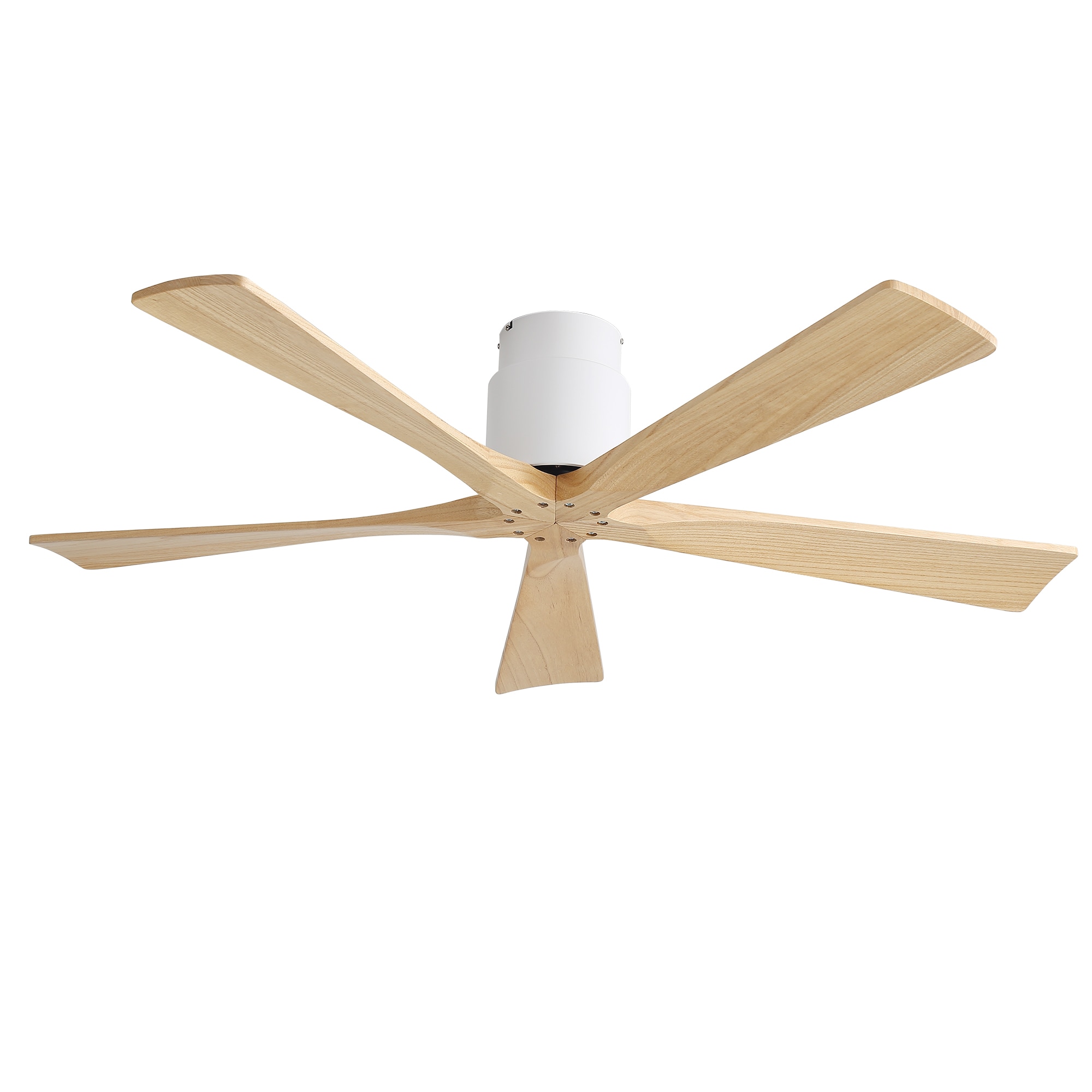 Blisstyle 52-in White Oak Ceiling Fan Flush Mount Indoor Outdoor Bedroom Living Room Patio Kitchen Ceiling Fan No Light Framhouse Modern