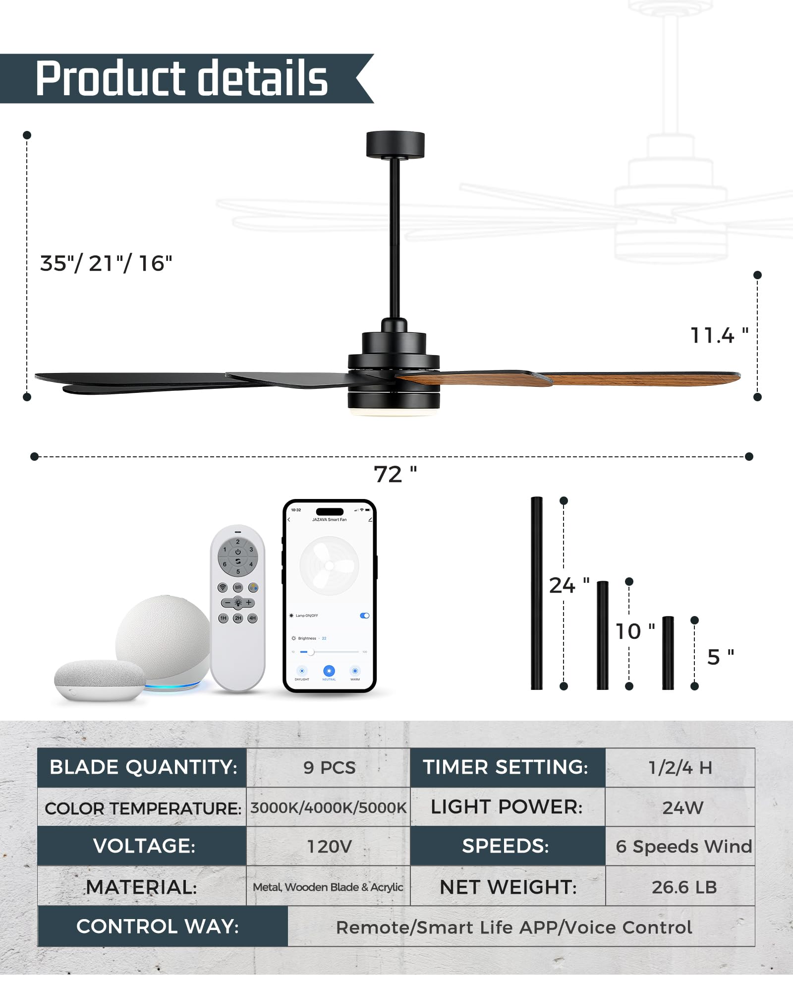 LTMATE LSLT-CF03-BK Ceiling-Fans - View #2