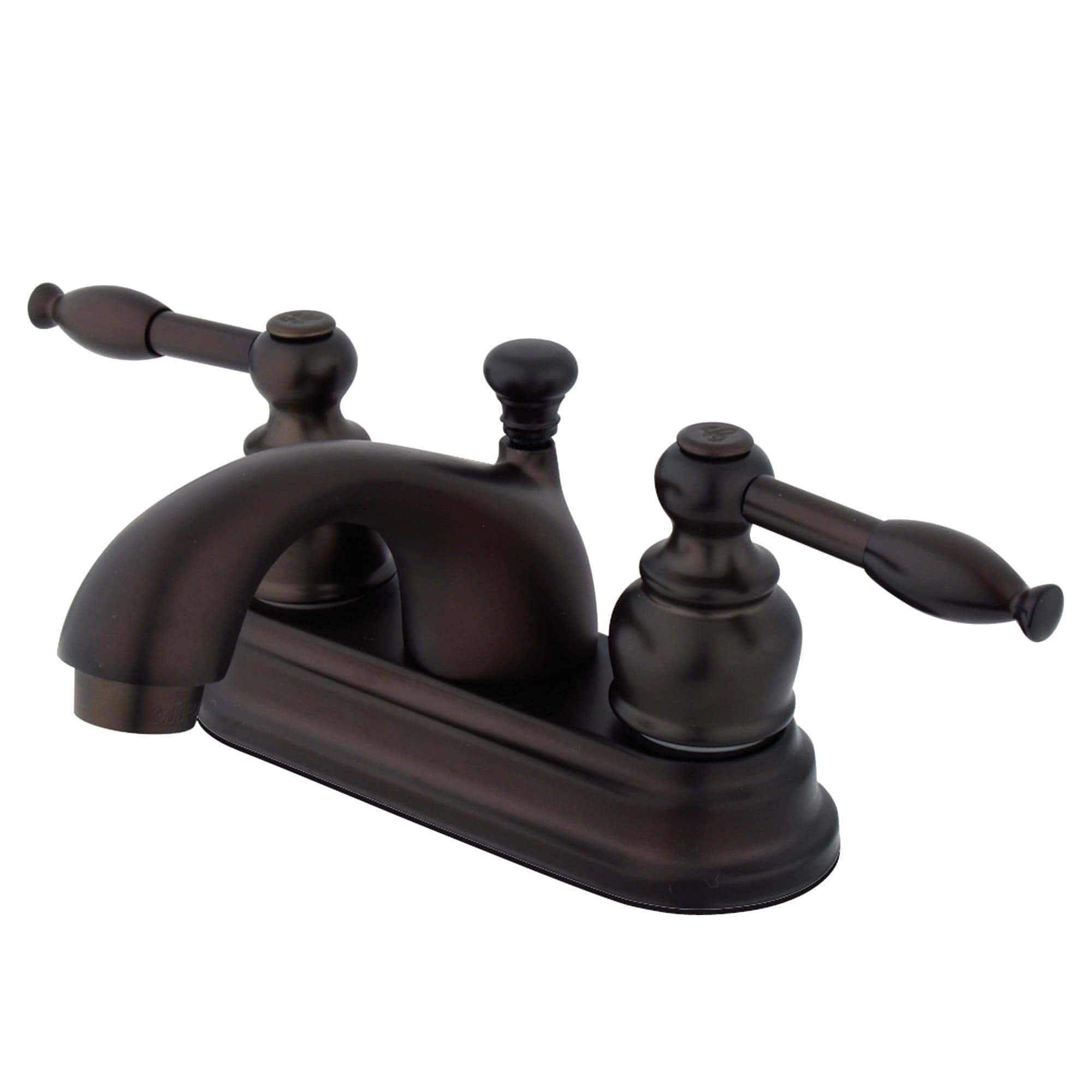 Kingston Brass Georgian Oil-rubbed bronze 4-in centerset 2-handle Low-arc Residential Handle Bathroom Sink Faucet with Drain