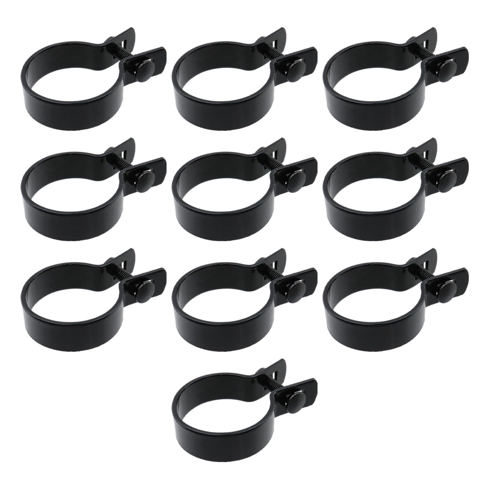 KIWDZFU  10 Pack Brace Bands for Chain Link Fences with Bolts and Nuts Fits 2 in Outside Diameter Posts and Pipes Black Iron Fence Clamps
