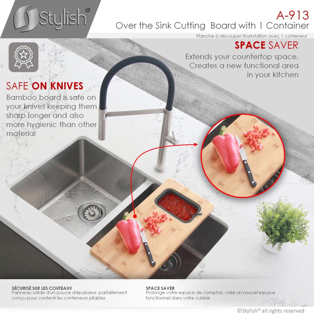 Stylish 18 Over The Sink Serving Board with 1 Container A-913