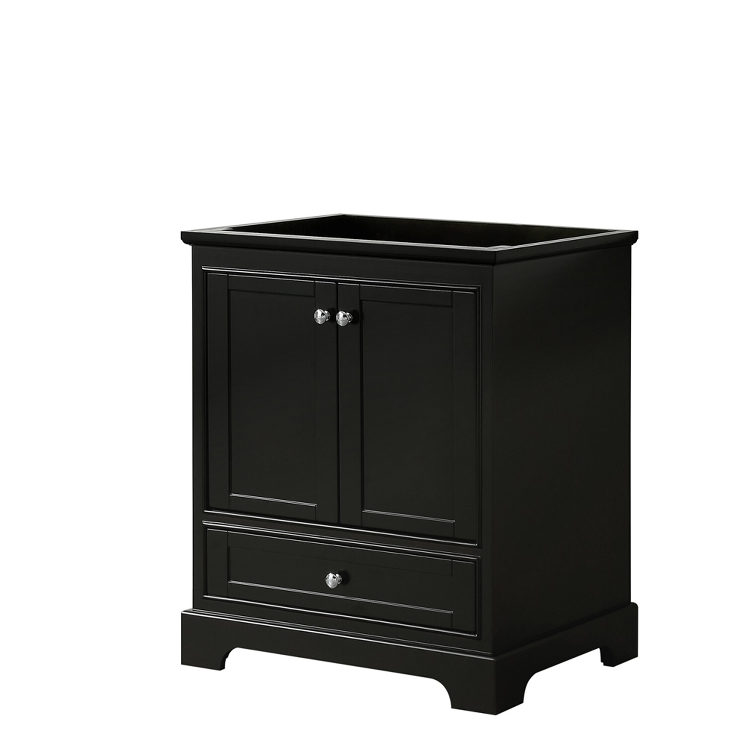 Wyndham Collection WCS202030SDECXSXXMXX Deborah 30-in Dark Espresso with Polished Chrome Trim Bathroom Vanity Base Cabinet without Top